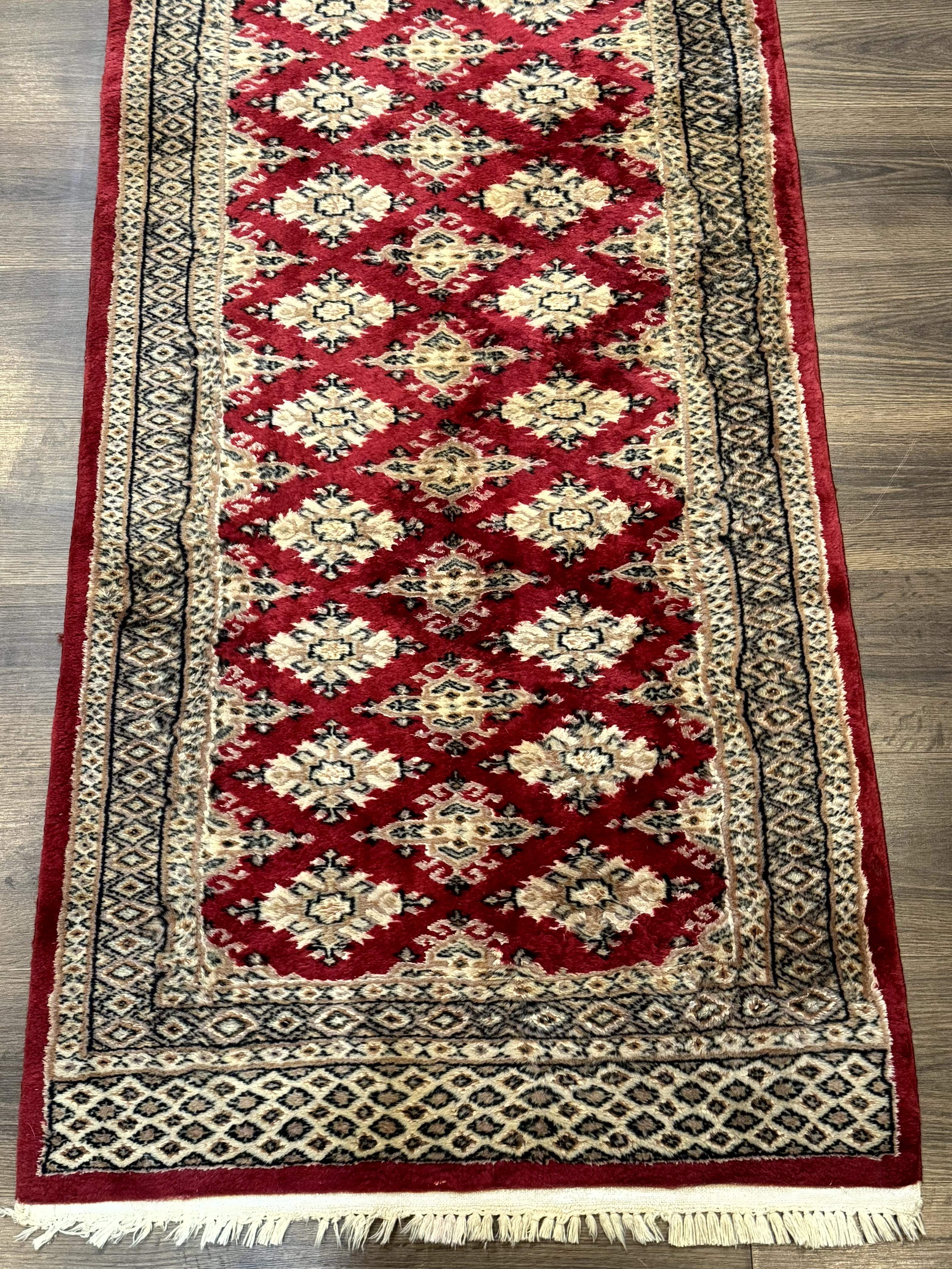 Pakistani Runner Rug 2.8 x 7.6, Red Turkoman Bokhara Runner - Jewel Rugs