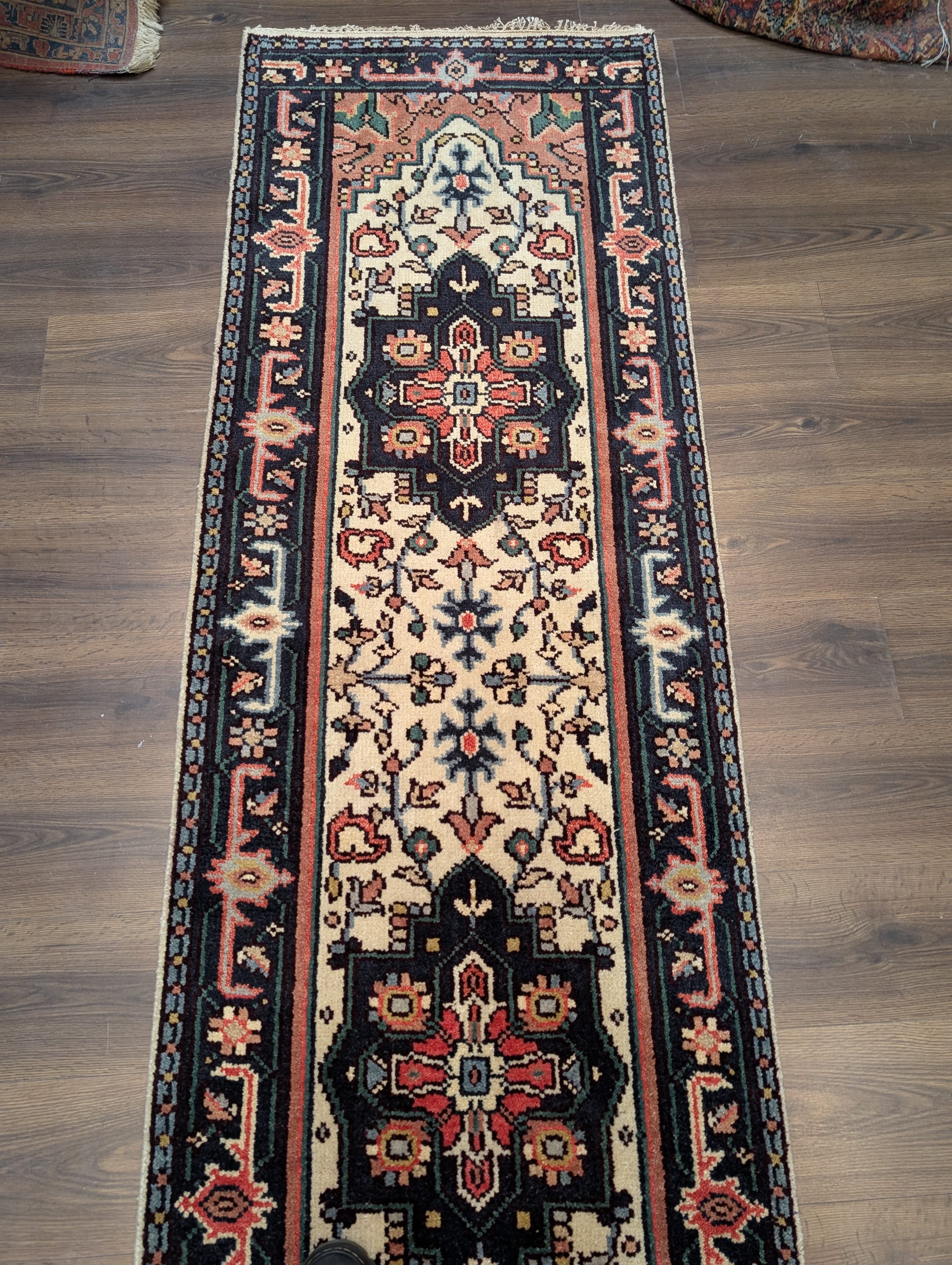 Indo Persian Heriz Serapi Runner 2.7 x 16, Vintage Wool Runner - Jewel Rugs