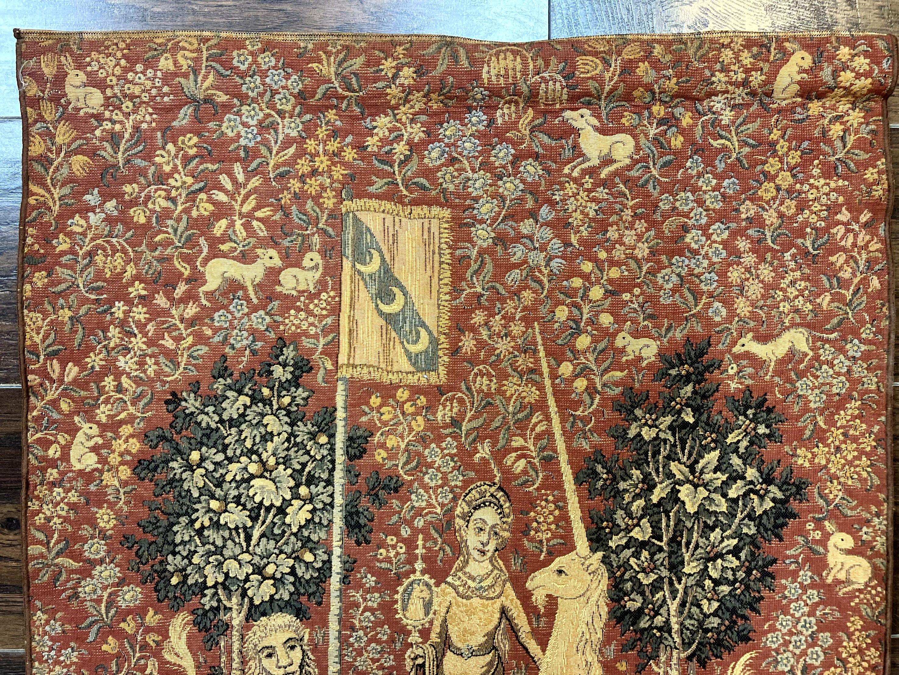 Vintage Tapestry 2x3, Unicorn Lion Animal Motifs, Medieval, Flag - Jewel Rugs