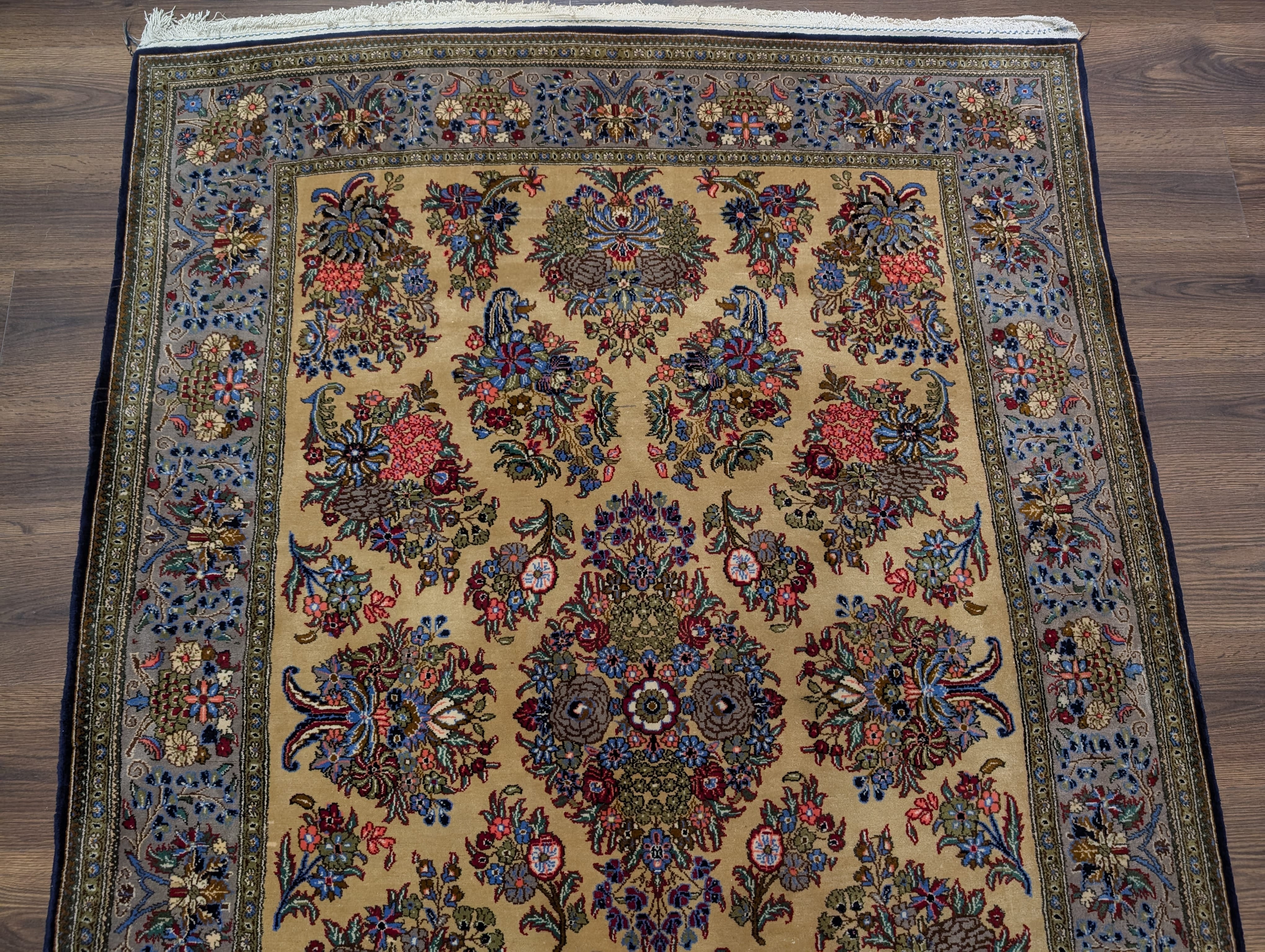 Persian Qum Rug 5x7, Floral, Tan & Multicolor - Jewel Rugs