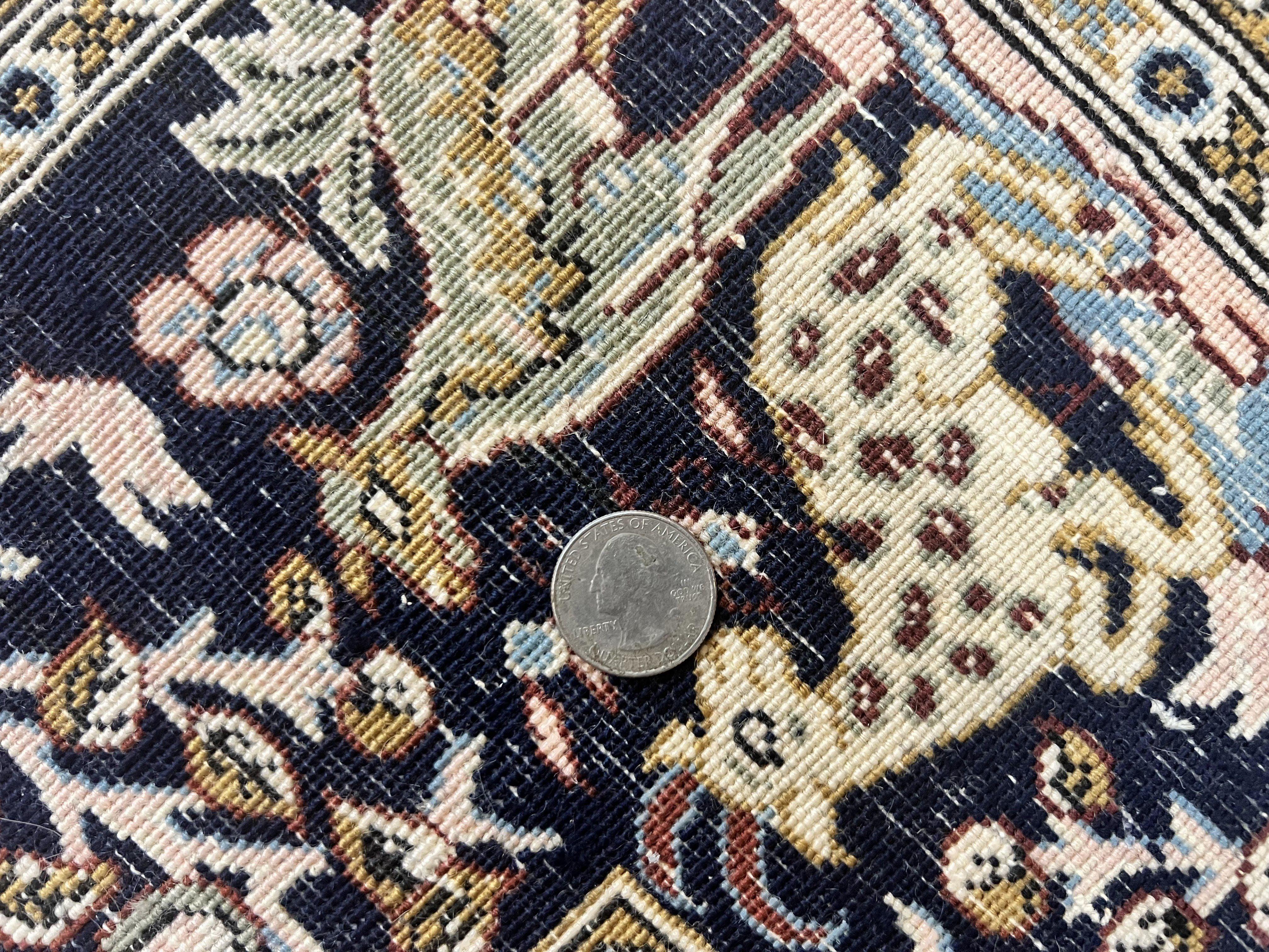 Persian Qum Tree of Life Rug 5x7, Wool and Silk Highlights, Animal Motifs, Vintage Hand Knotted Handmade Cream & Black Fine Oriental Carpet - Jewel Rugs