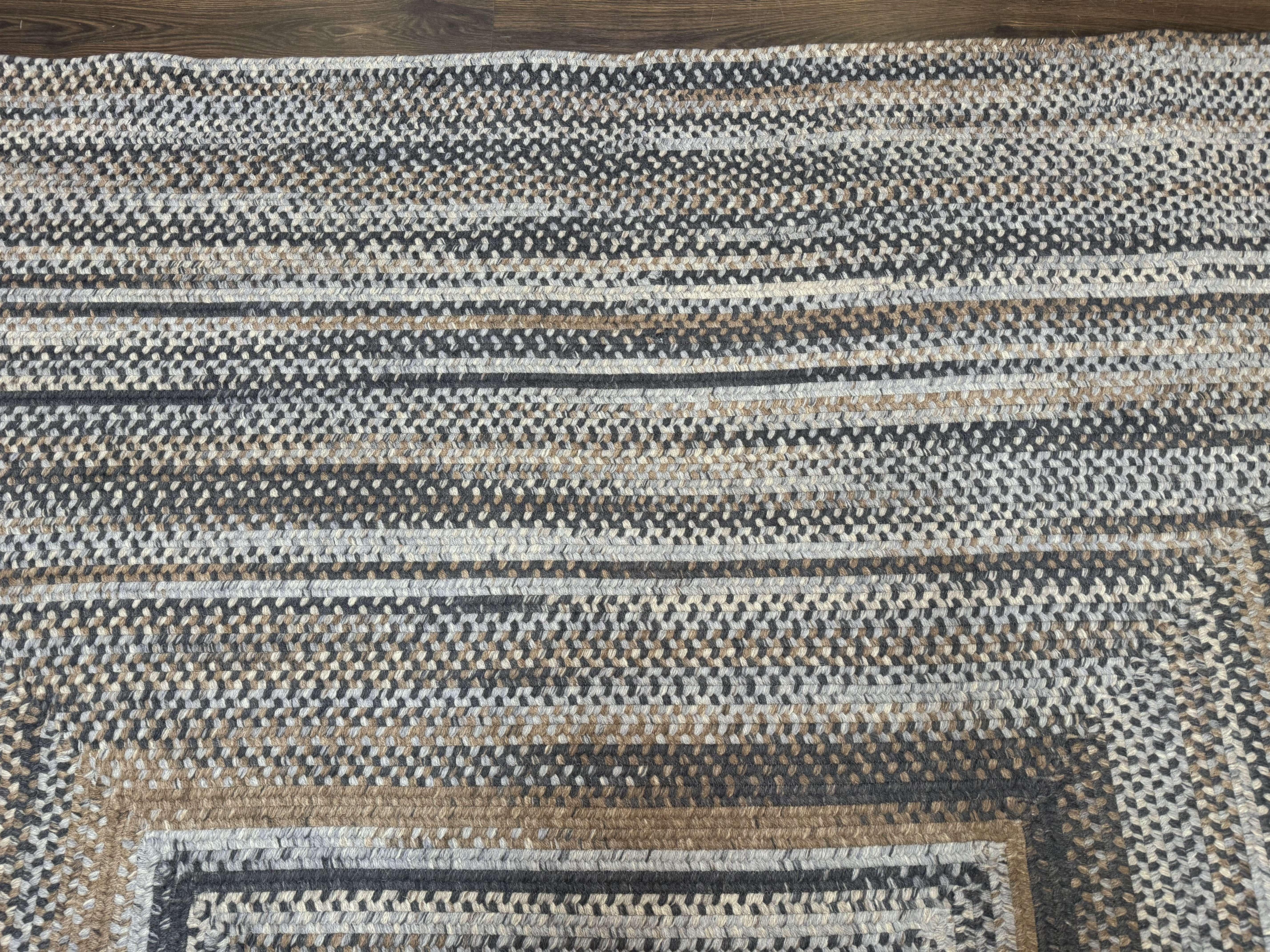 Large American Braided Rug 10x13, Multicolor, Vintage Braided Carpet, Rare Size - Jewel Rugs