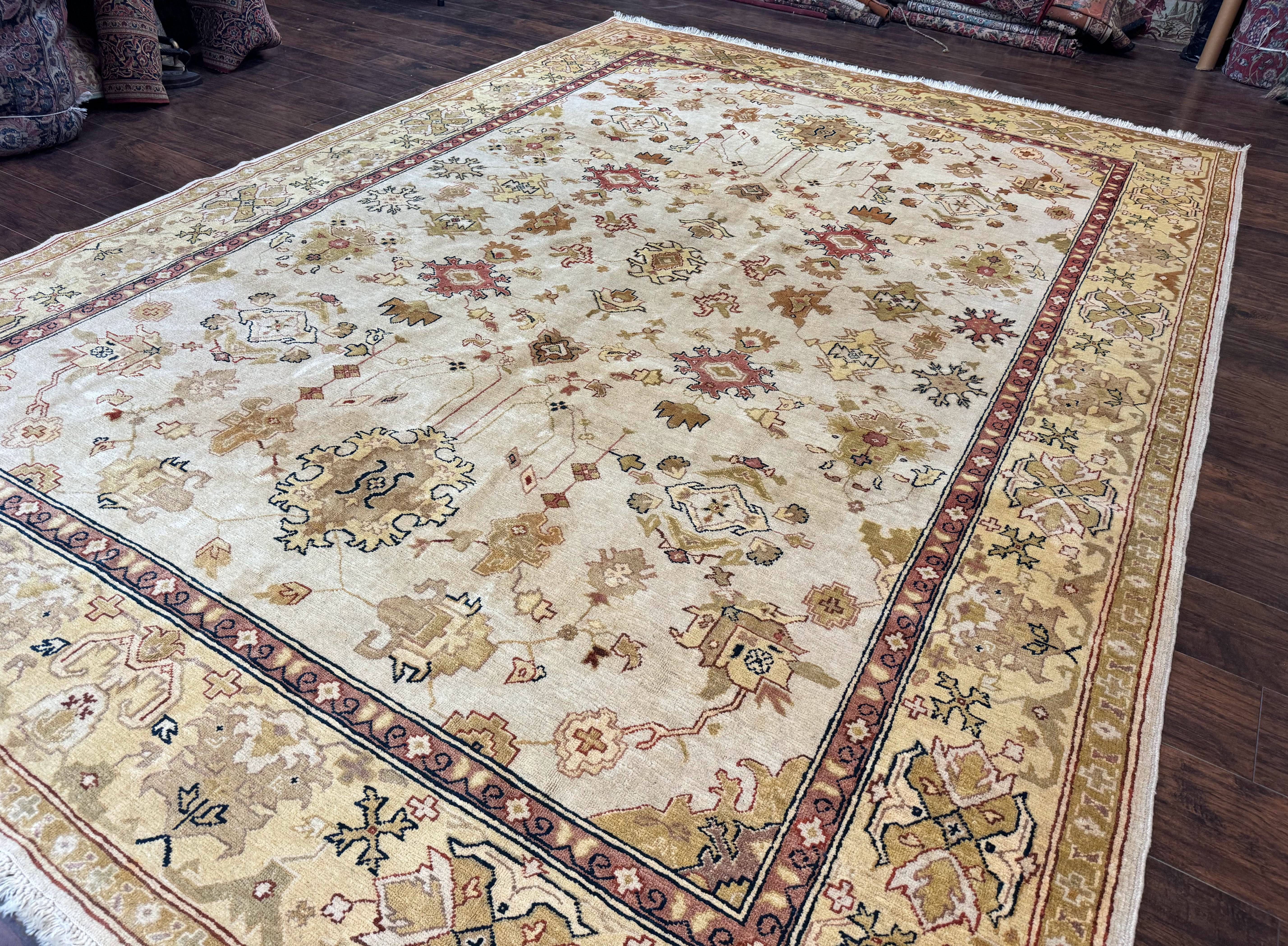 Turkish Oushak Rug 9x12, Oat Color, Wool Carpet - Jewel Rugs