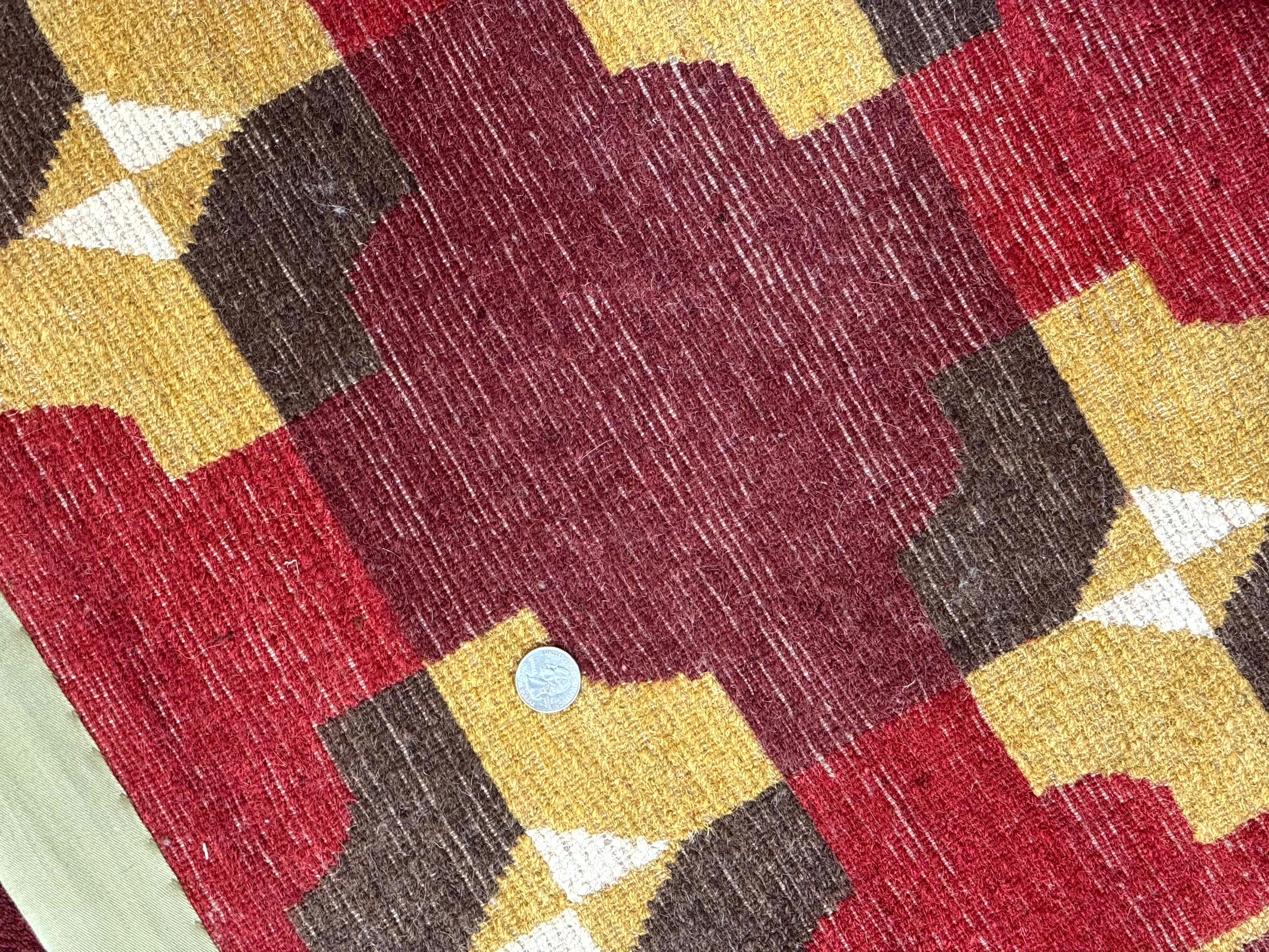 Modern Tibetan Rug 5 x 6.8, Wool, Red, Allover Pattern, Nepali Rug, Abstract Rug, Handmade Area Rug - Jewel Rugs