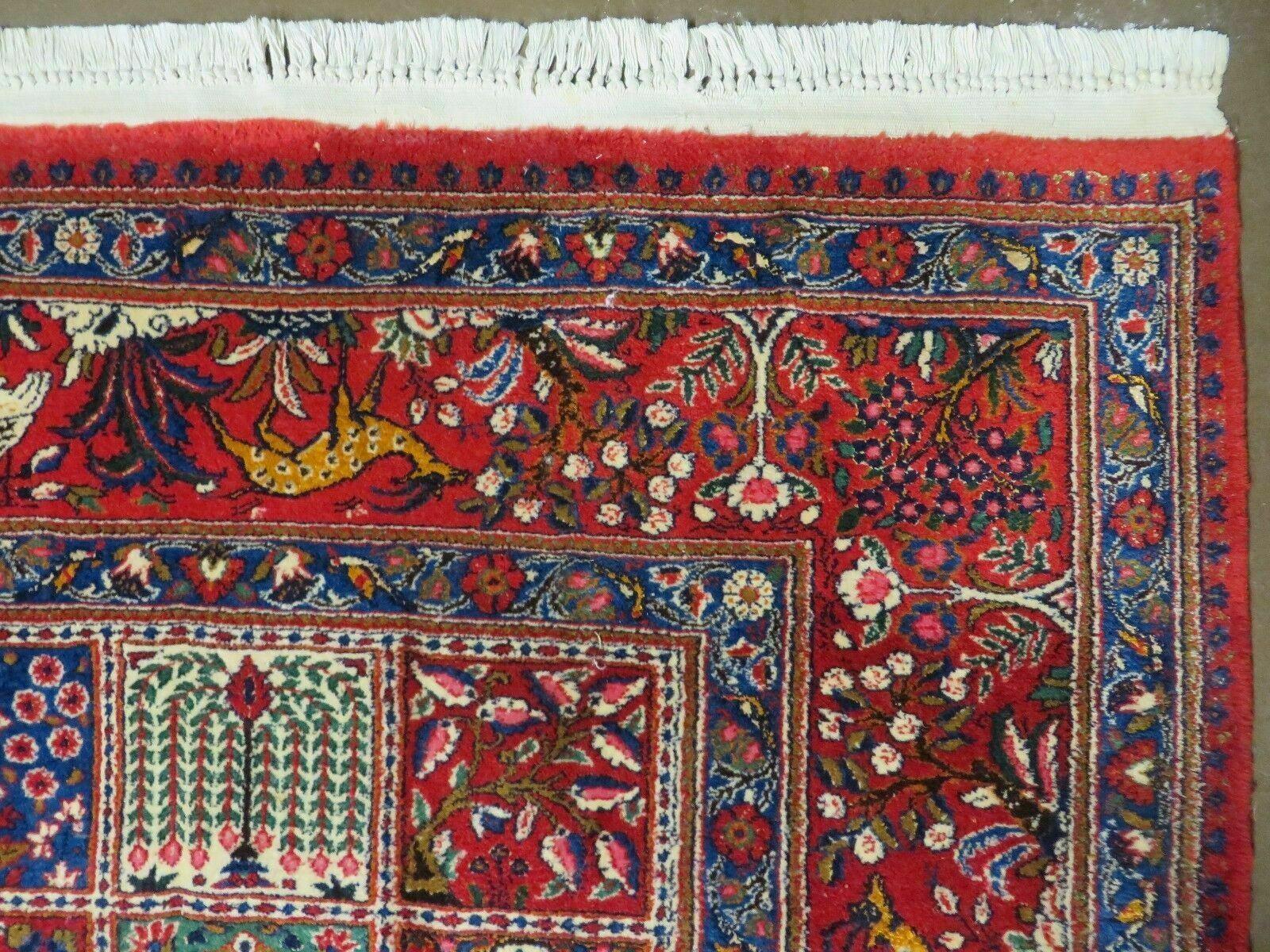 Wonderful Persian Bakhtiari Rug 8x11, Panel Design Animal Pictorials, Handmade Semi Antique Vintage Oriental Carpet, Multicolor Room Sized Wool & Silk - Jewel Rugs