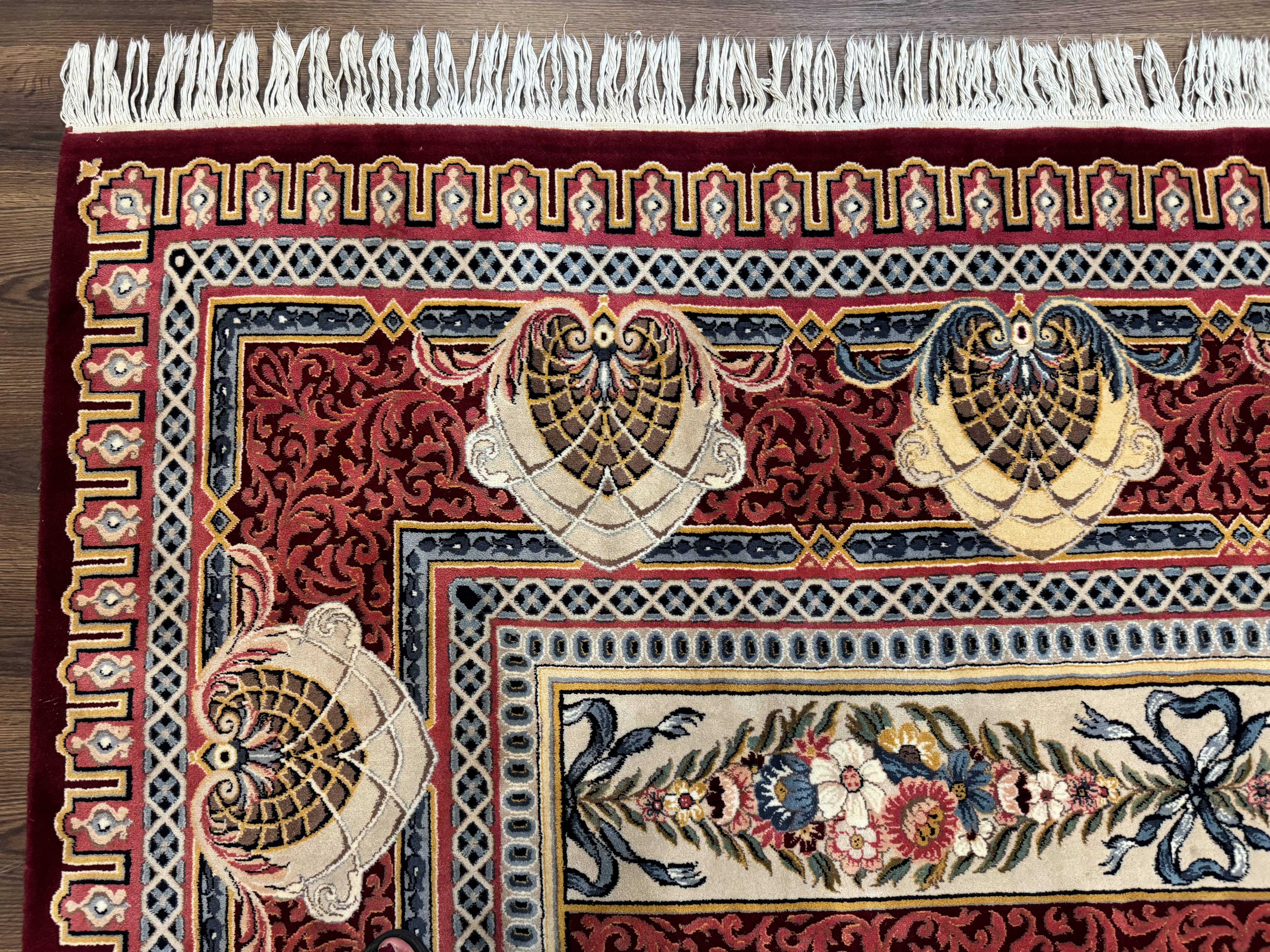 Wonderful Aubusson Rug 10x14, Red Maroon, Elegant, Fine 200 KPSI - Jewel Rugs