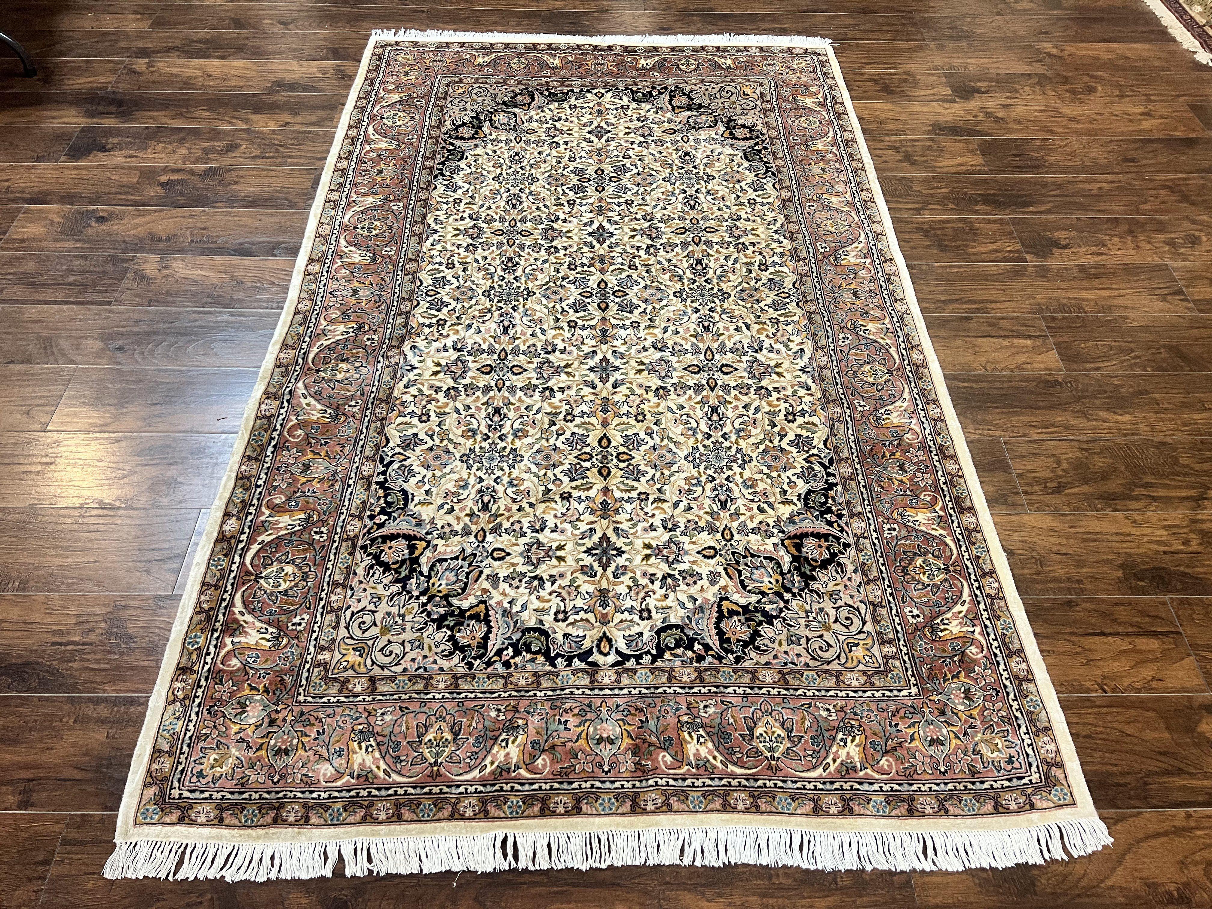 Pak Persian Rug 5x8, Handmade Wool Oriental Carpet, Vintage Rug, Floral Allover, Very Fine 320 KPSI - Jewel Rugs