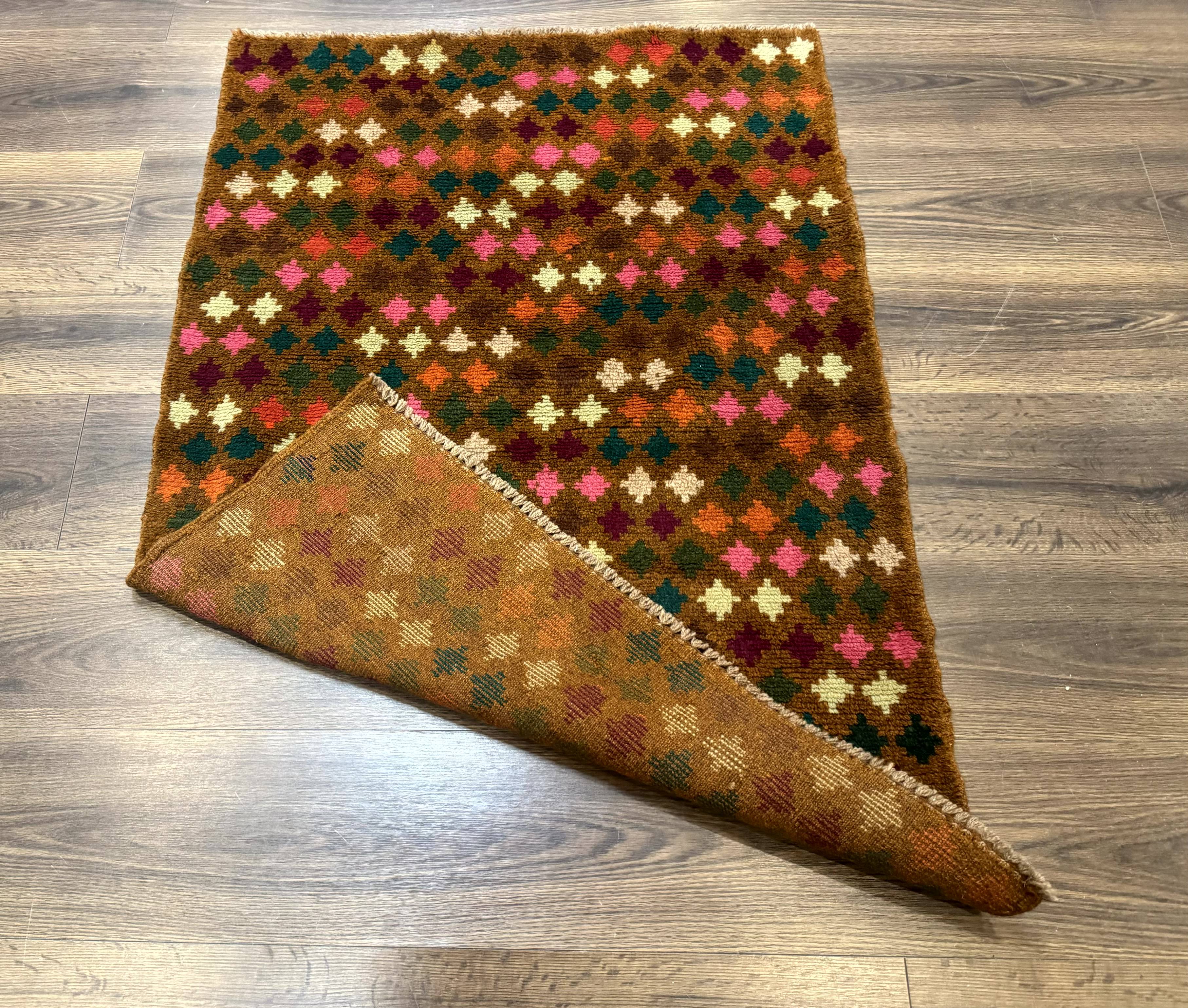 Colorful Afghan Balouch Rug 3x4, Vintage Handmade Wool Carpet - Jewel Rugs