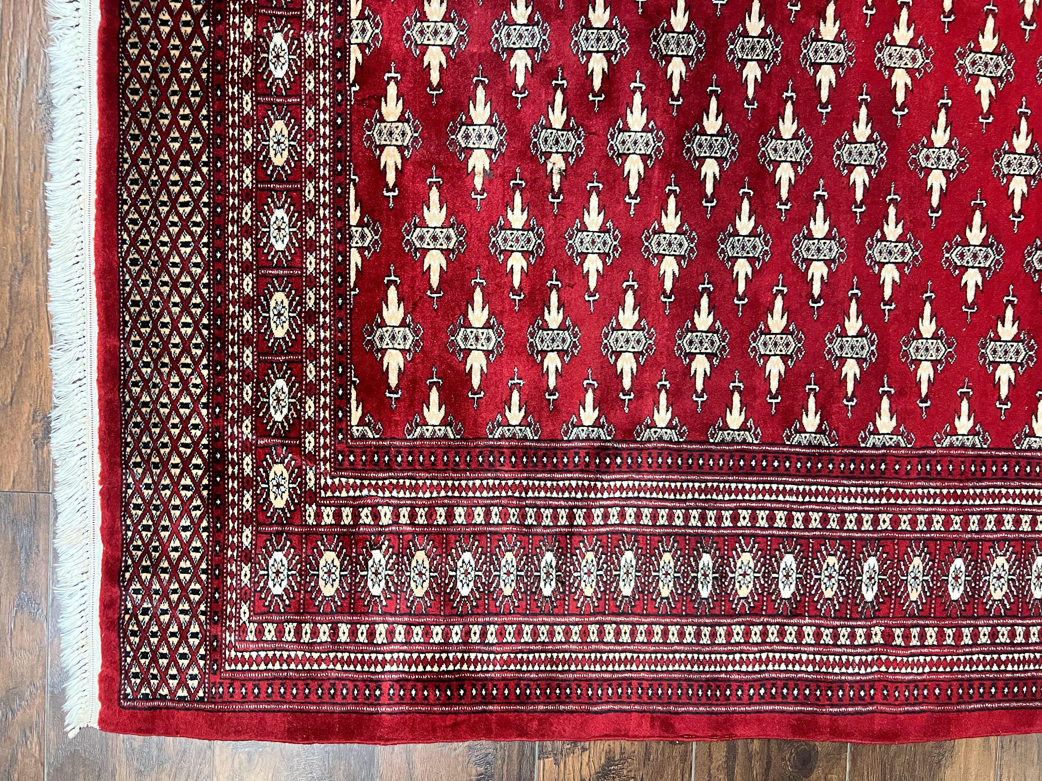 Pakistani Turkoman Bokhara Rug 6x9, Fine Wool Vintage Hand Knotted Handmade Yamud Oriental Carpet 6 x 9, Red Turkoman Rug, Tribal Rug - Jewel Rugs
