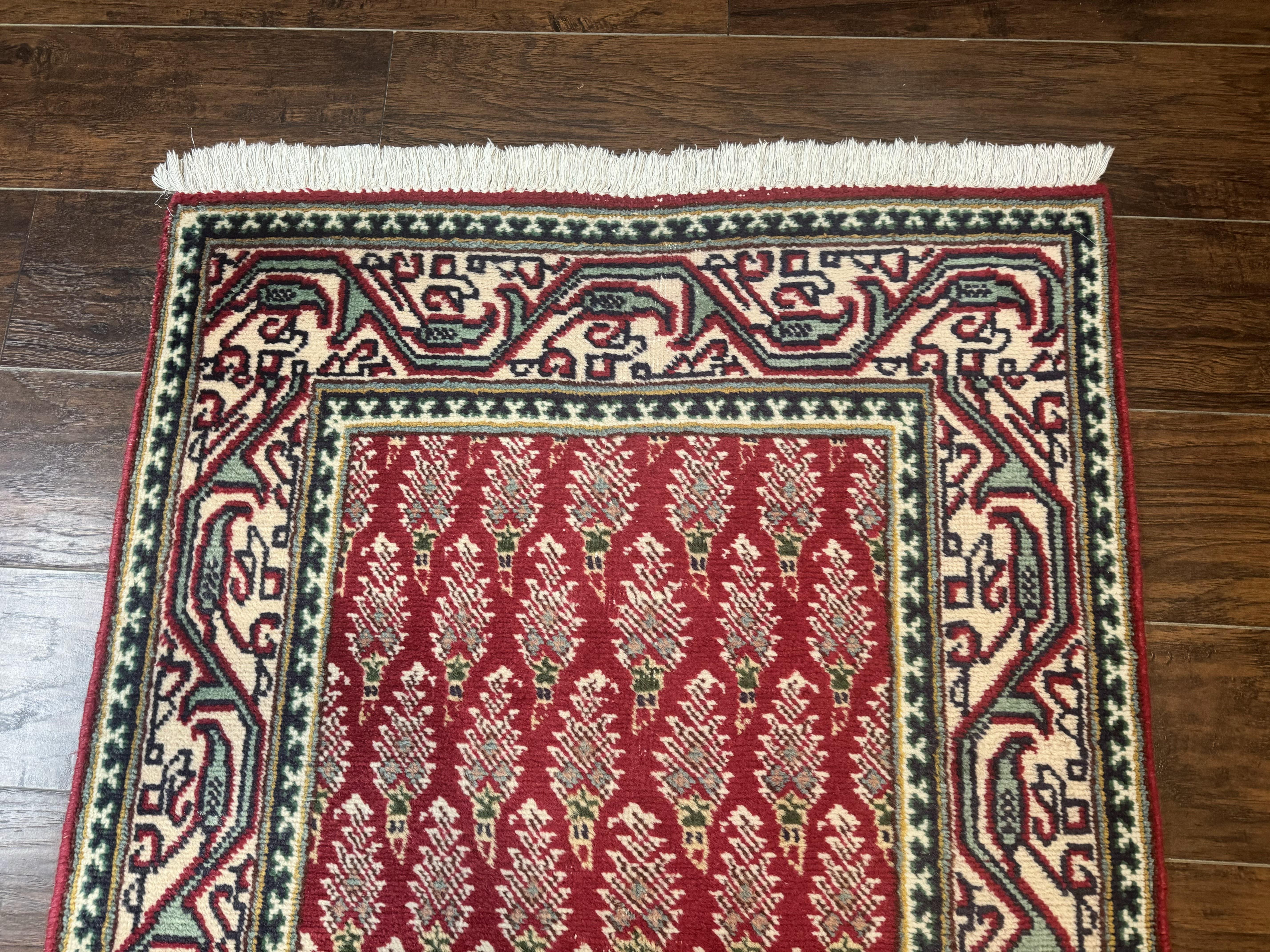 Persian Tabriz Runner Rug 3x16, Paisley Boteh Design, Red and Cream, Rug for Hallway, 16ft Wool Runner - Jewel Rugs