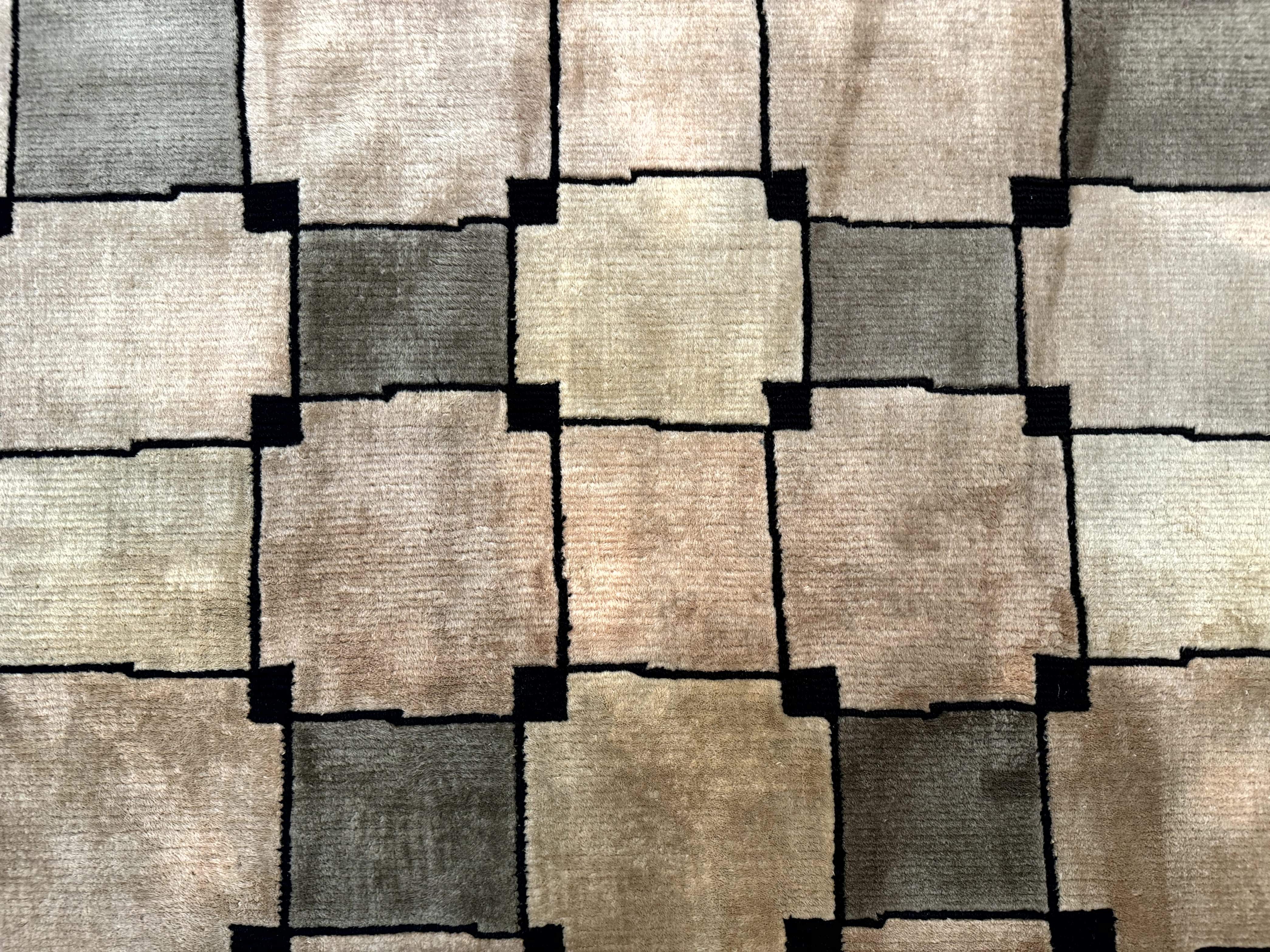 Tibetan Wool Rug 5x8, Contemporary Modern Carpet, Abstract Design, Soft Thick Pile, Pair A - Jewel Rugs