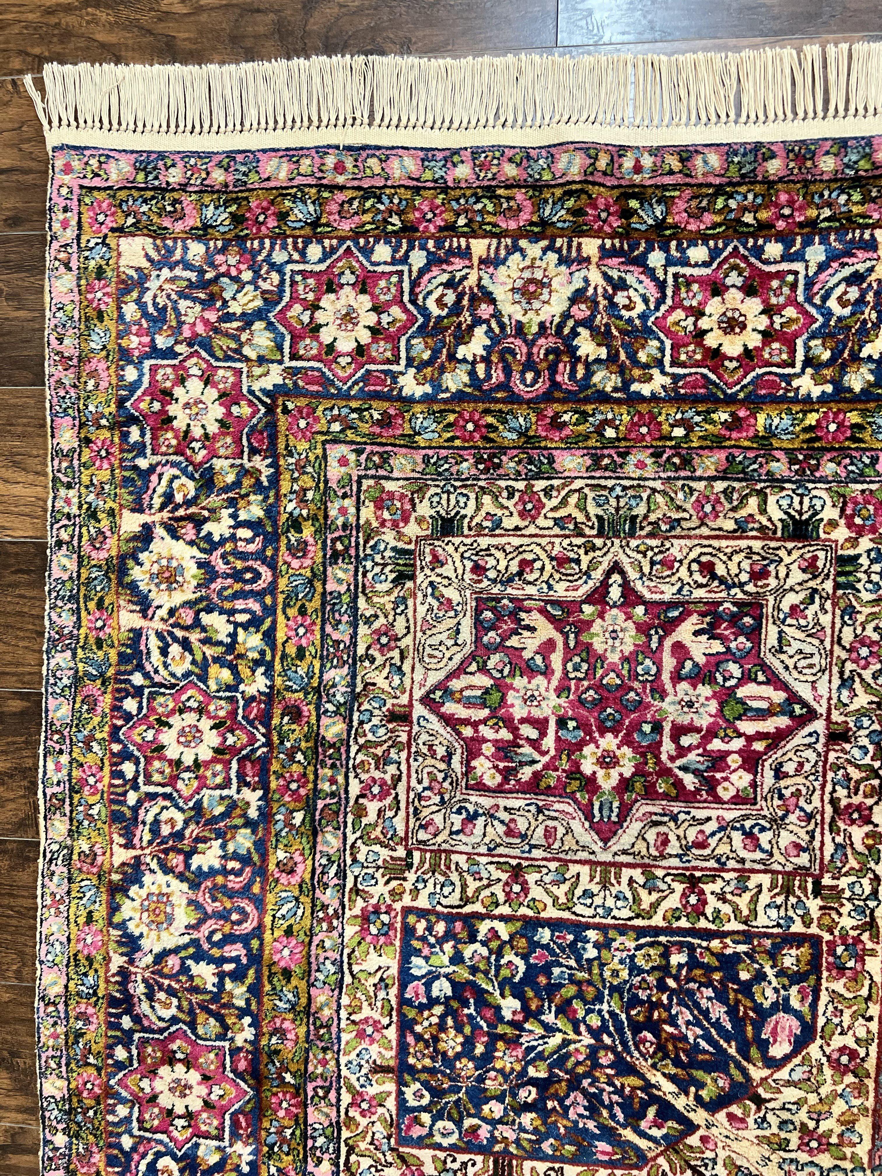 Persian Kirman Lavar Rug 8x9, Antique Persian Carpet, Colorful Multicolor 1920s Handmade Wool Rug, Garden Panel Design, Fine 200 KPSI - Jewel Rugs