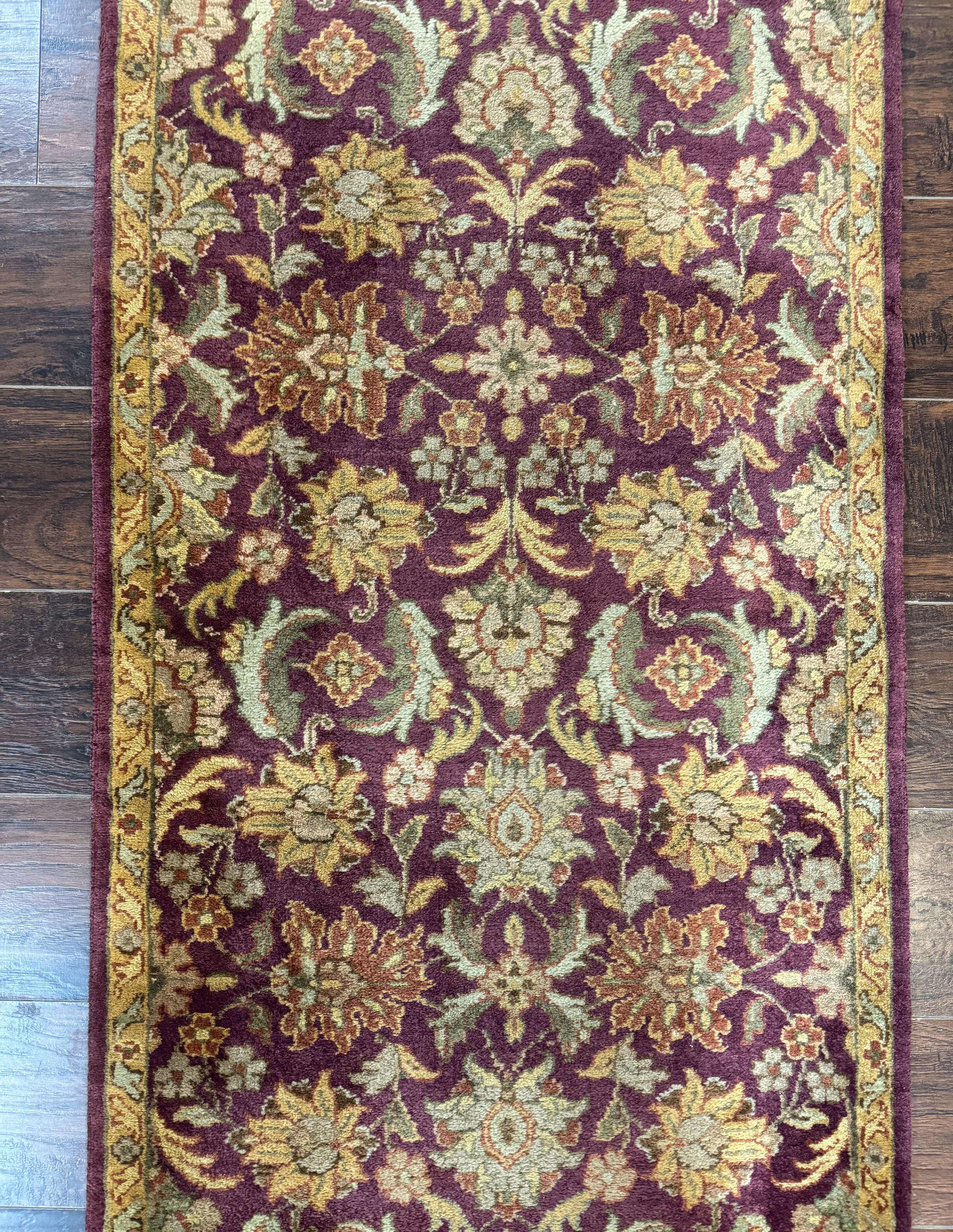 Indian Agra Runner Rug 2.6 x 17.5, Long Runner Rug for Hallway, Floral Handmade - Jewel Rugs