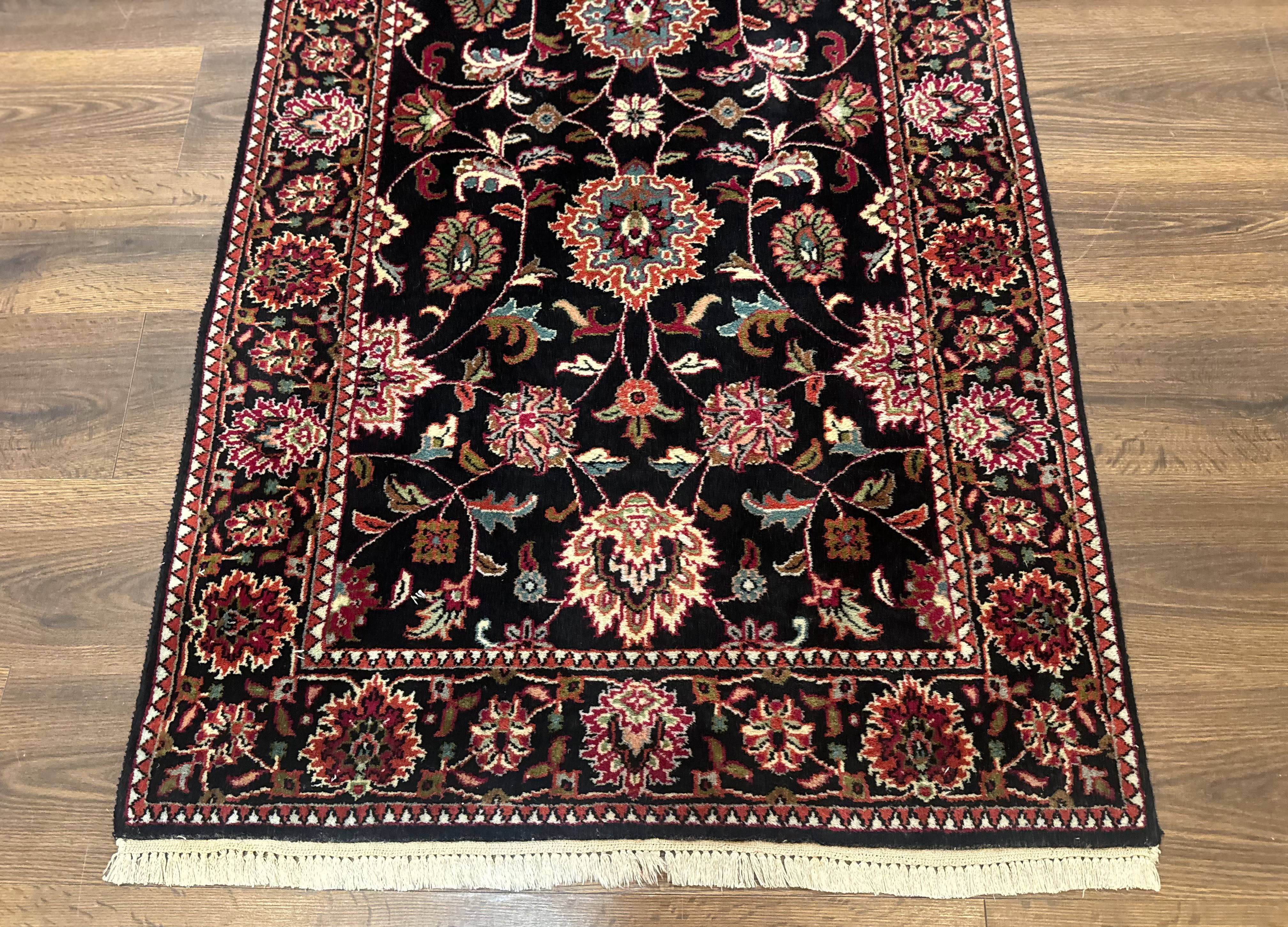 Indo Persian Sarouk Rug 3x5, Black Traditional Oriental Carpet - Jewel Rugs