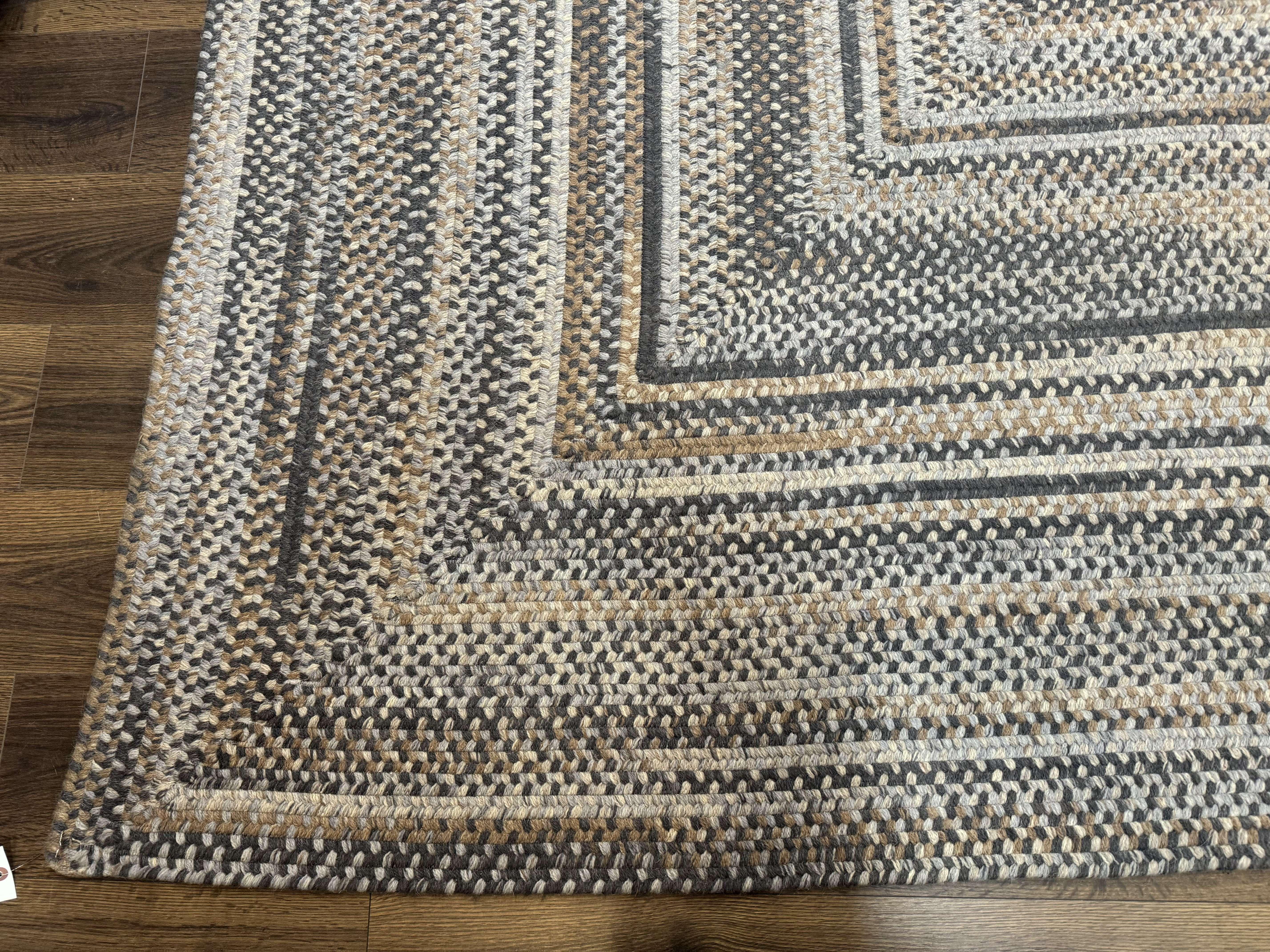 Large American Braided Rug 10x13, Multicolor, Vintage Braided Carpet, Rare Size - Jewel Rugs