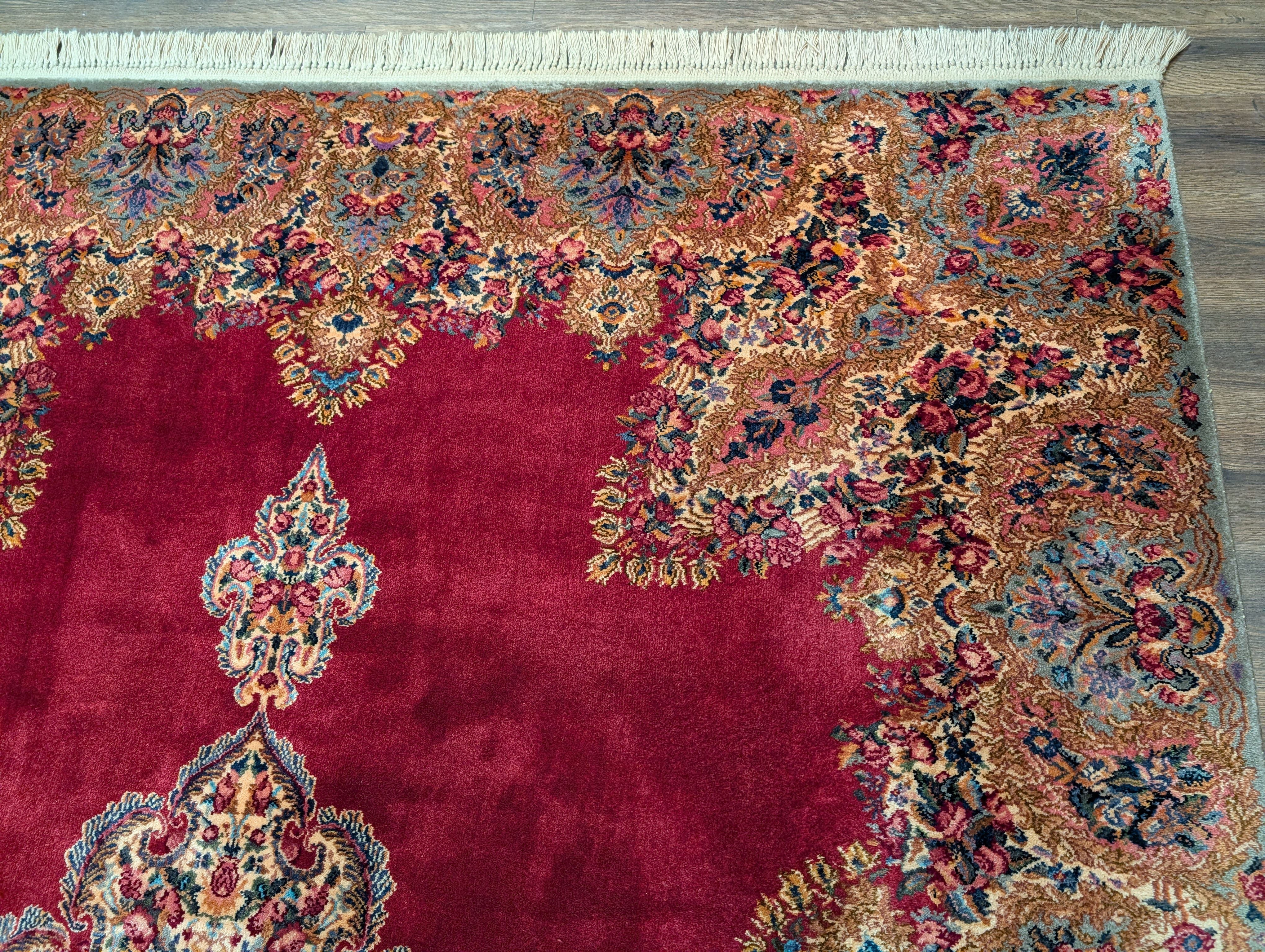 Karastan Rug 8.8 x 12, Kirman Red Medallion #762, Wool Vintage Karastan - Jewel Rugs