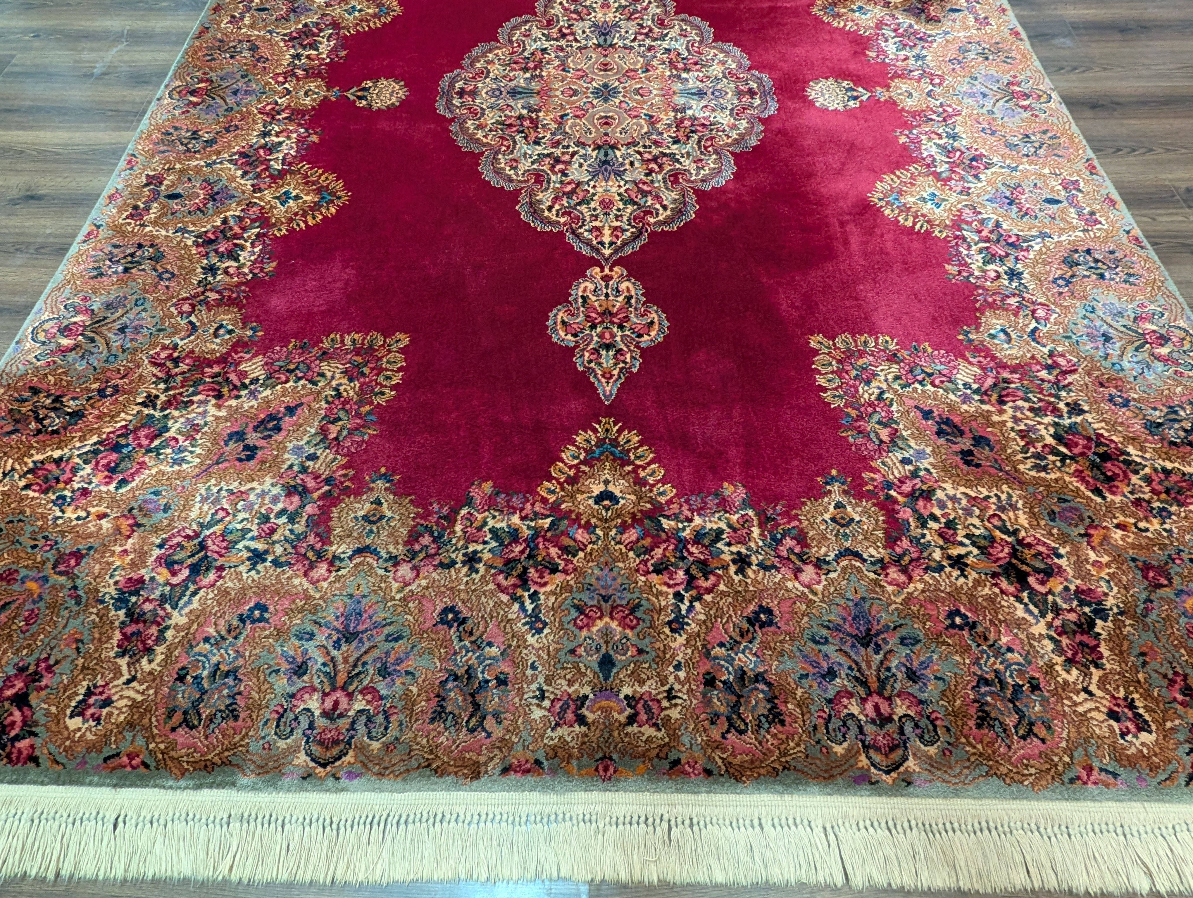 Karastan Rug 8.8 x 12, Kirman Red Medallion #762, Wool Vintage Karastan - Jewel Rugs