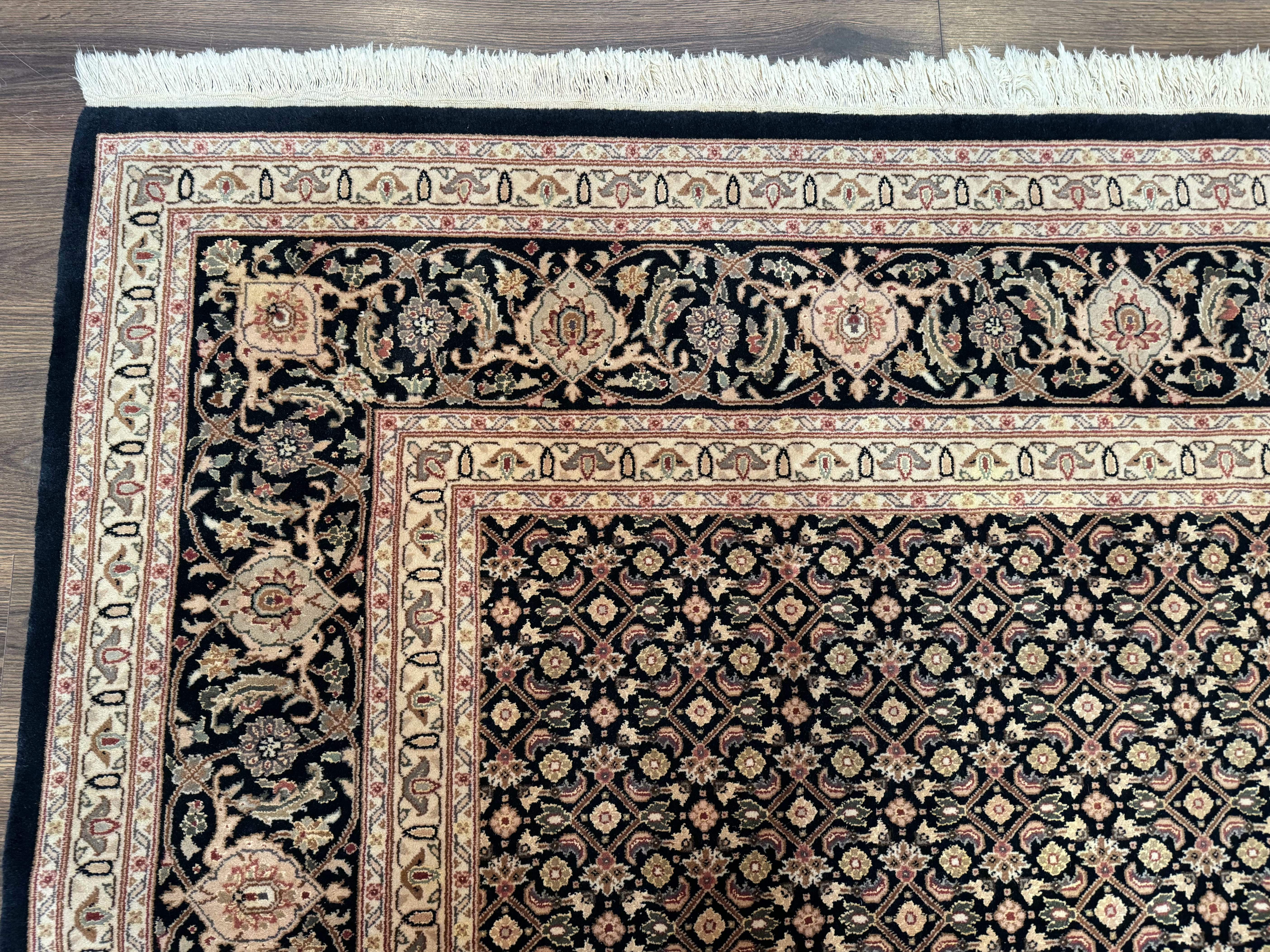 Sino Persian Mahi Rug 9x12, Wool and Silk, Black - Jewel Rugs