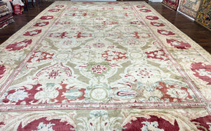 Large Egyptian Oushak Rug 12x21, Wool Handmade Vintage Carpet, Allover Pattern, Oversized 12 x 21 ft Traditional Rug