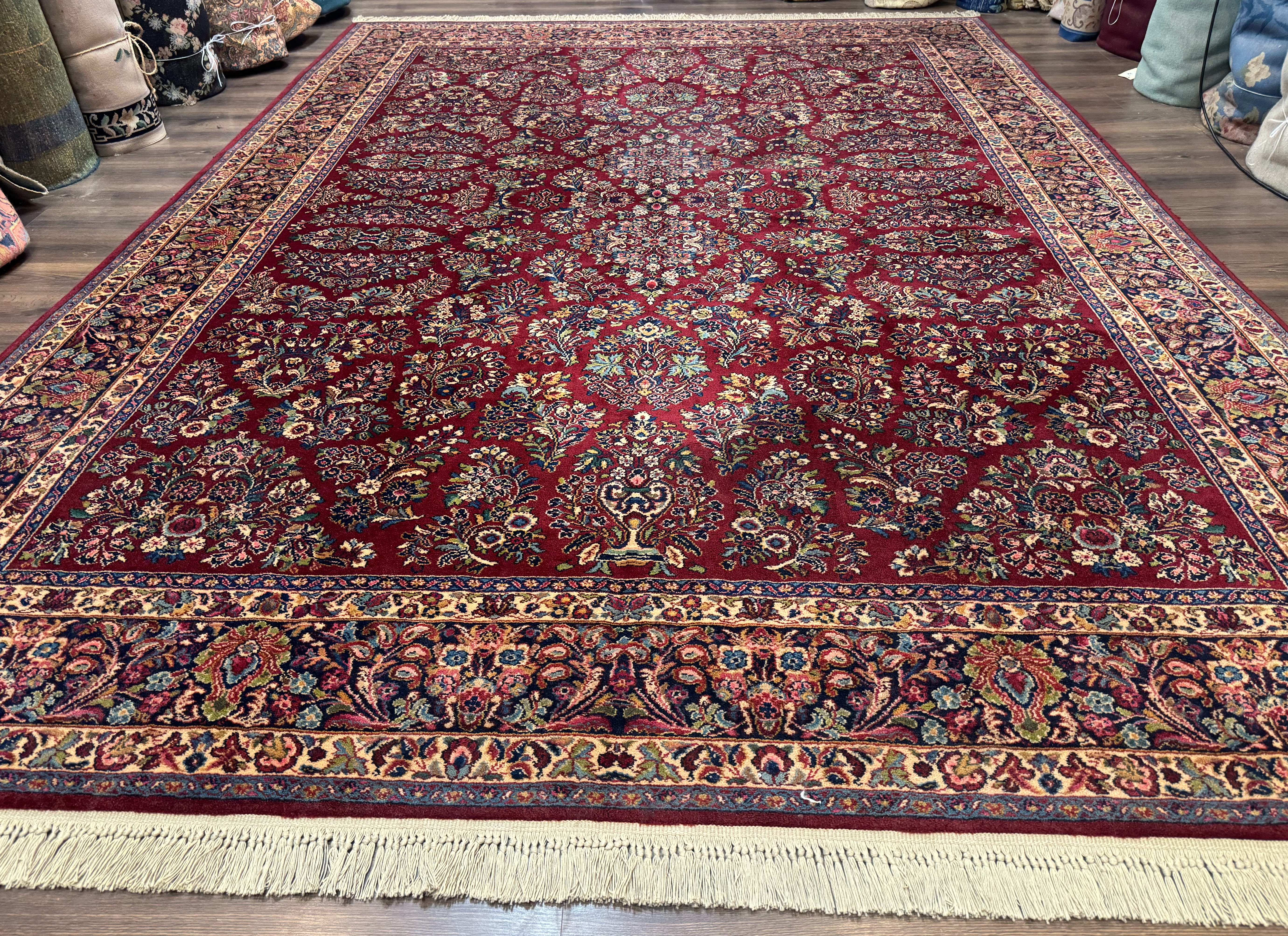 10x14 Karastan Rug Red Sarouk #785, Wool Original 700 Series - Jewel Rugs