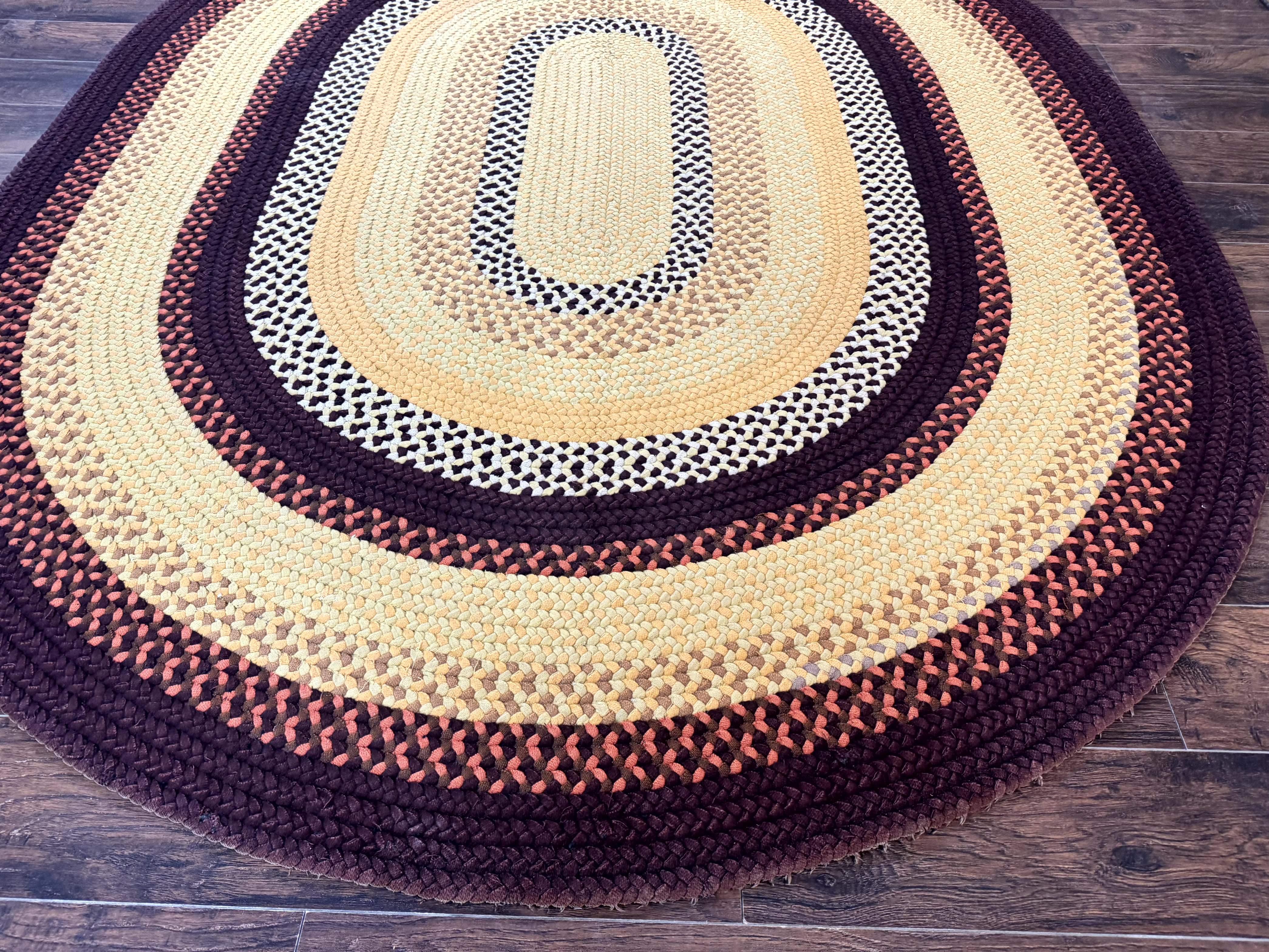 Large Oval American Braided Rug 7x10, Multicolor Vintage American Braided Carpet - Jewel Rugs