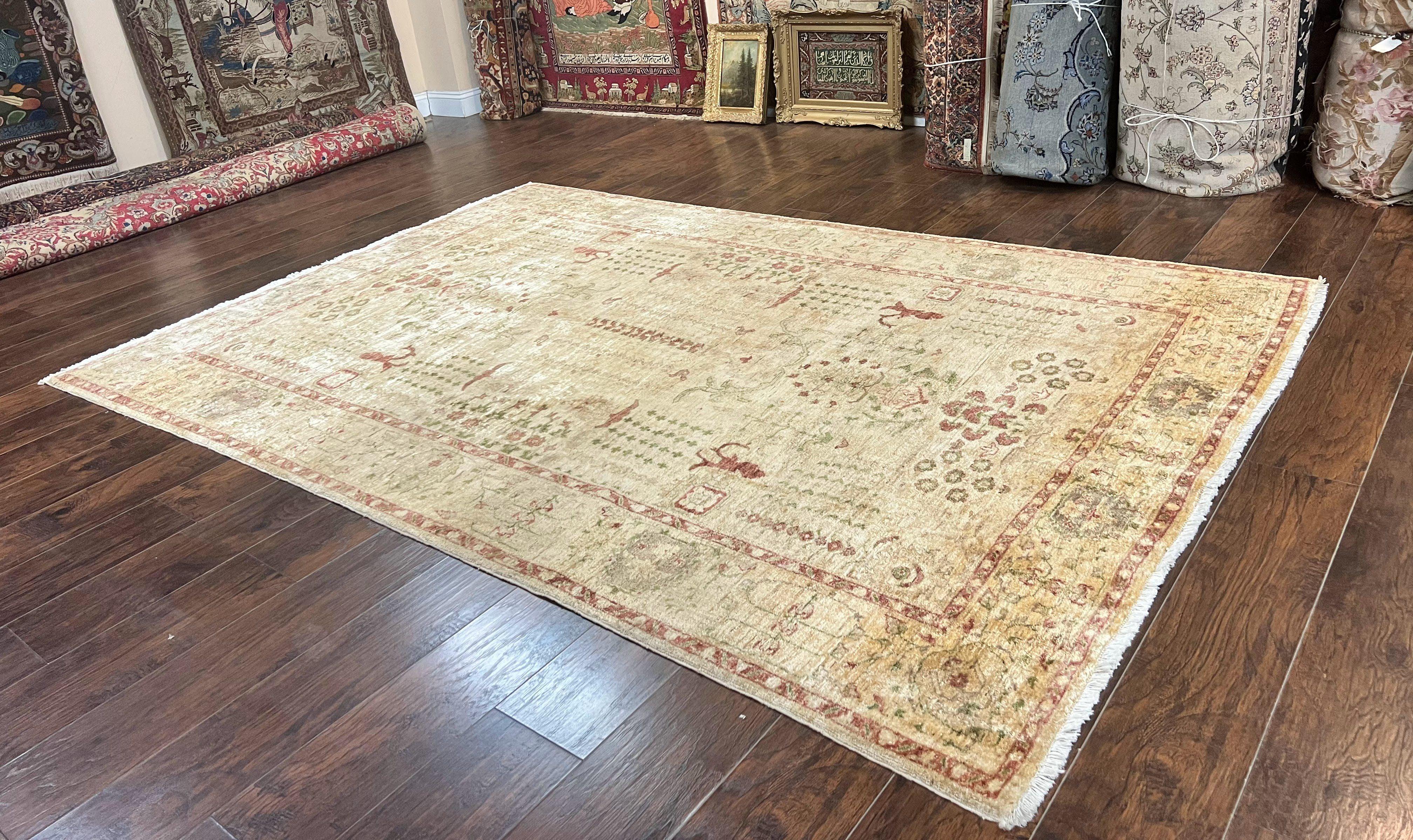 Pakistani Oushak Rug 6 x 9.6, Handmade Wool Peshawar Carpet, Farmhouse Rug - Jewel Rugs