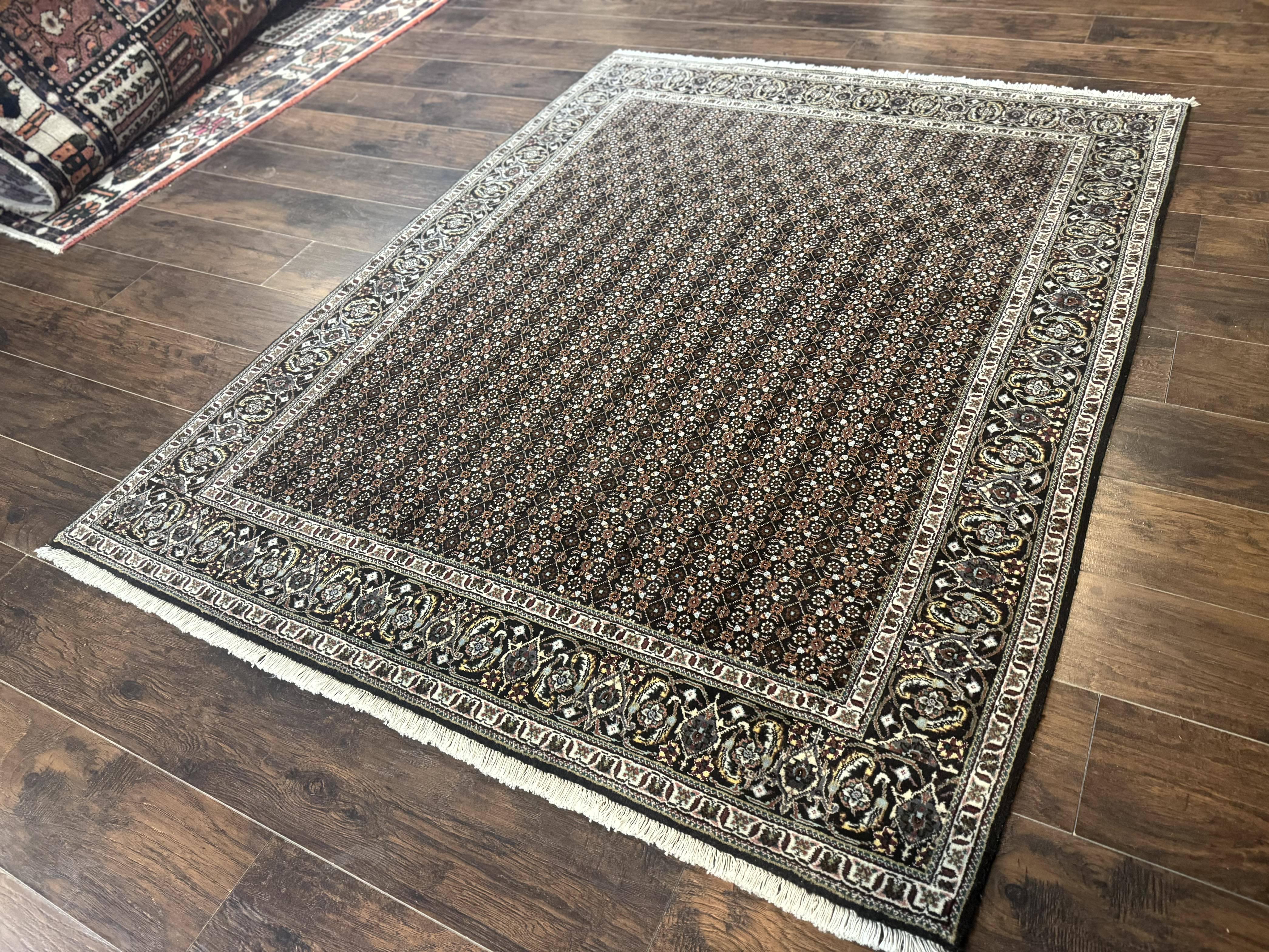 Persian Tabriz Rug 5x7, Black, Allover Pattern - Jewel Rugs