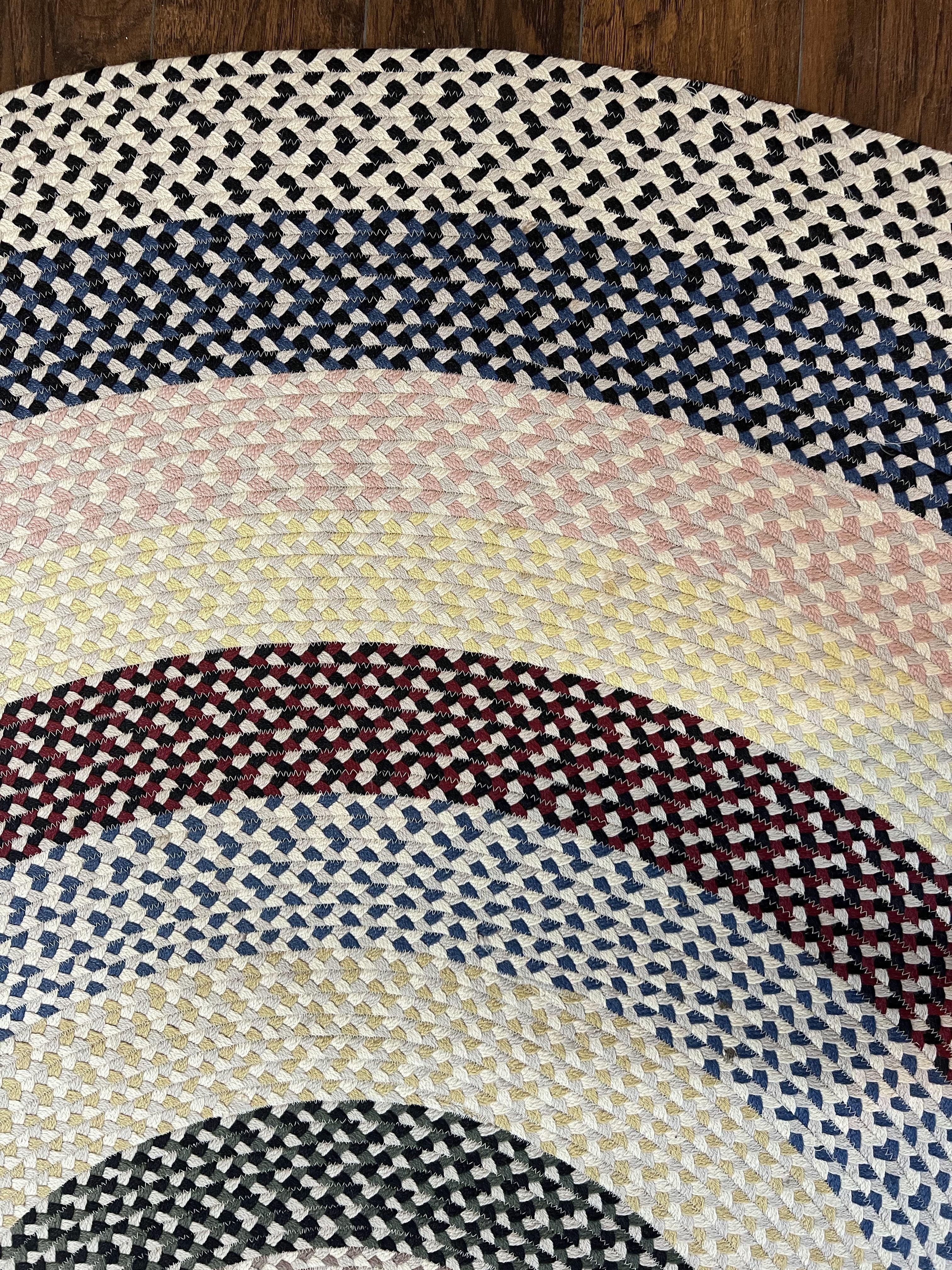 Round American Braided Rug 9x9 ft, Large Round Vintage Braided Rug, Multicolor - Jewel Rugs