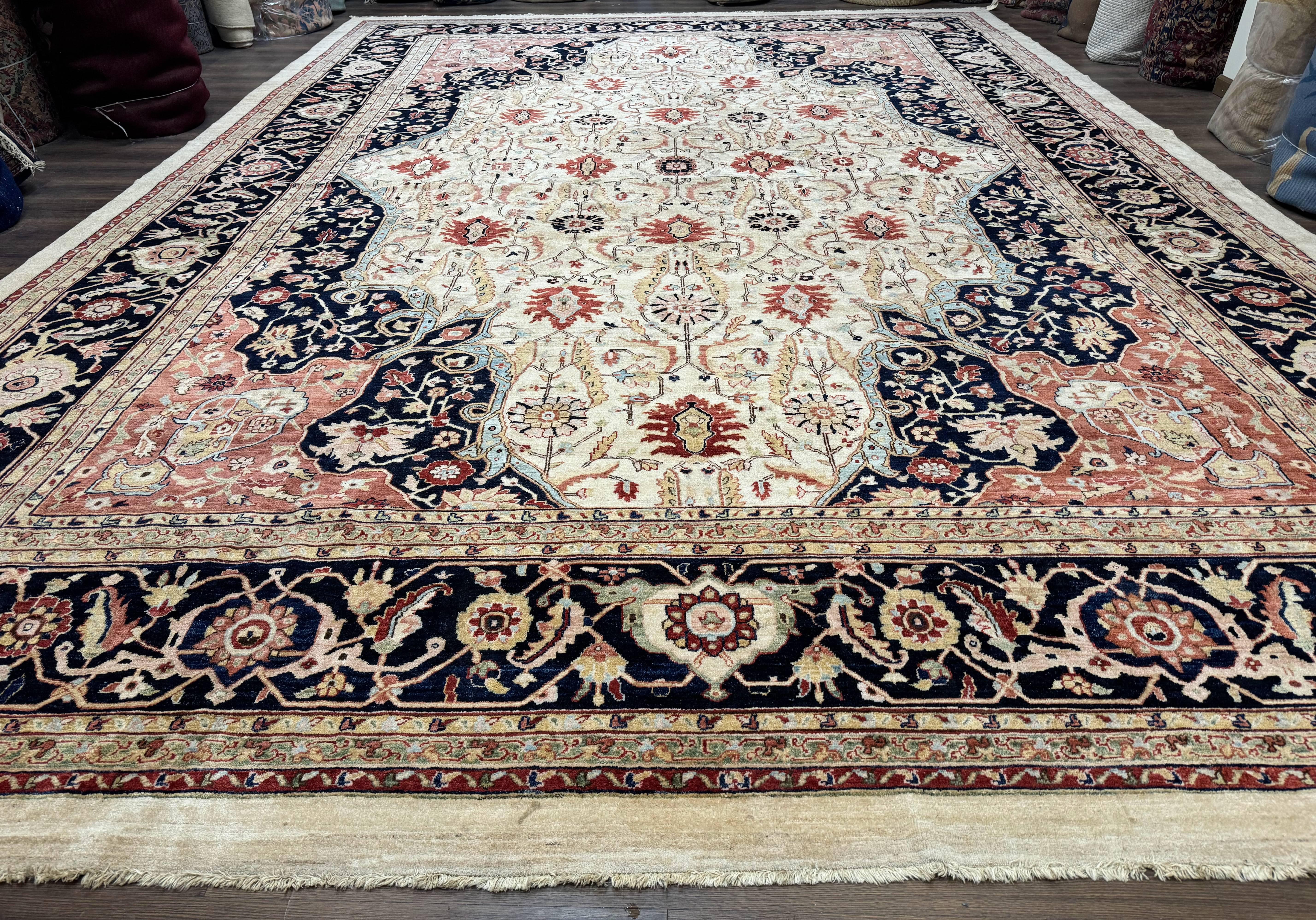 Large Palace Sized Stark Carpet 13x19, Traditional Wool Handmade Rug, Beige - Jewel Rugs