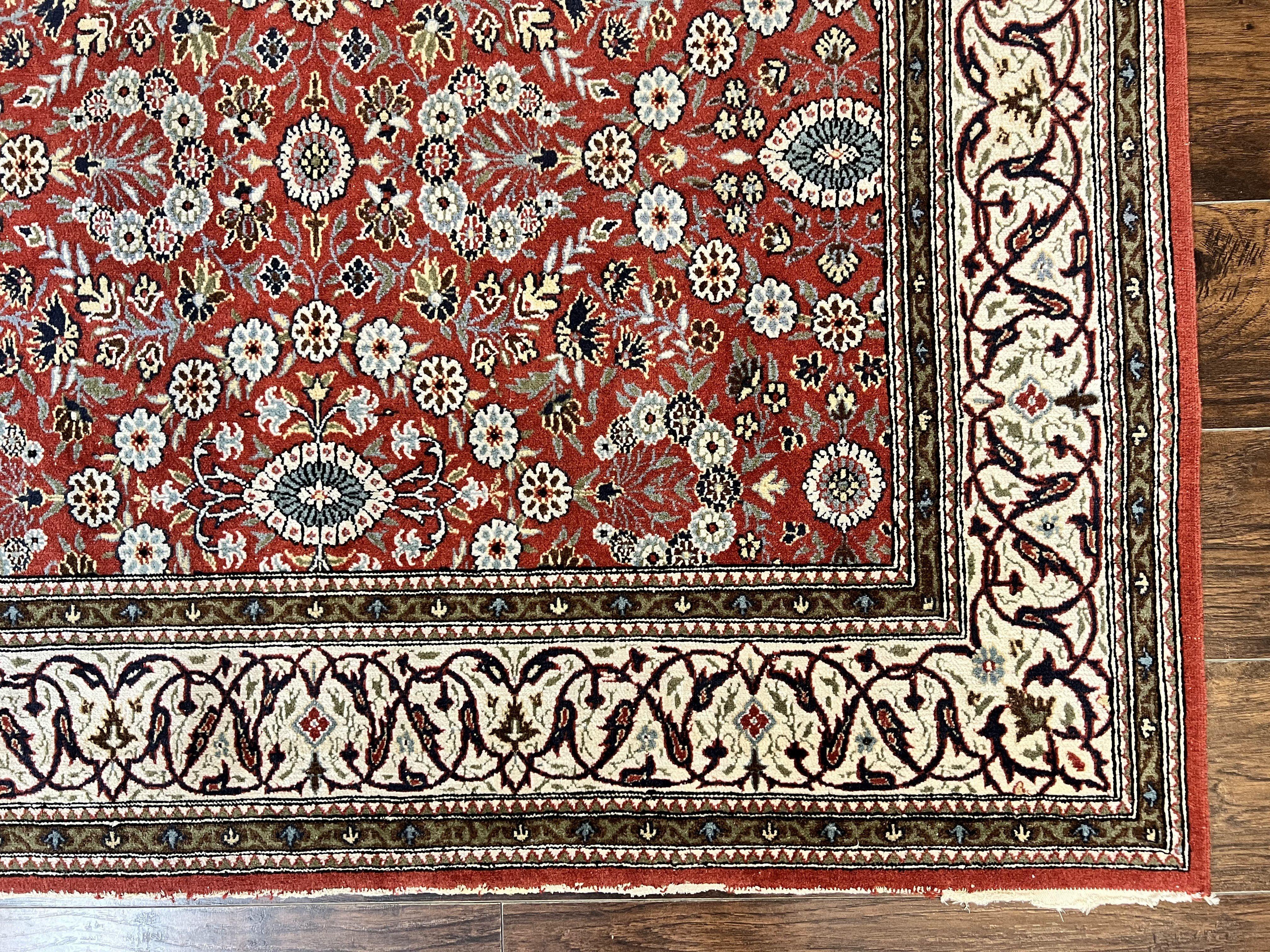 Red Persian Qum Rug 5 x 7.6, Hand Knotted Vintage Wool Fine Carpet 270 KPSI, Floral Allover - Jewel Rugs