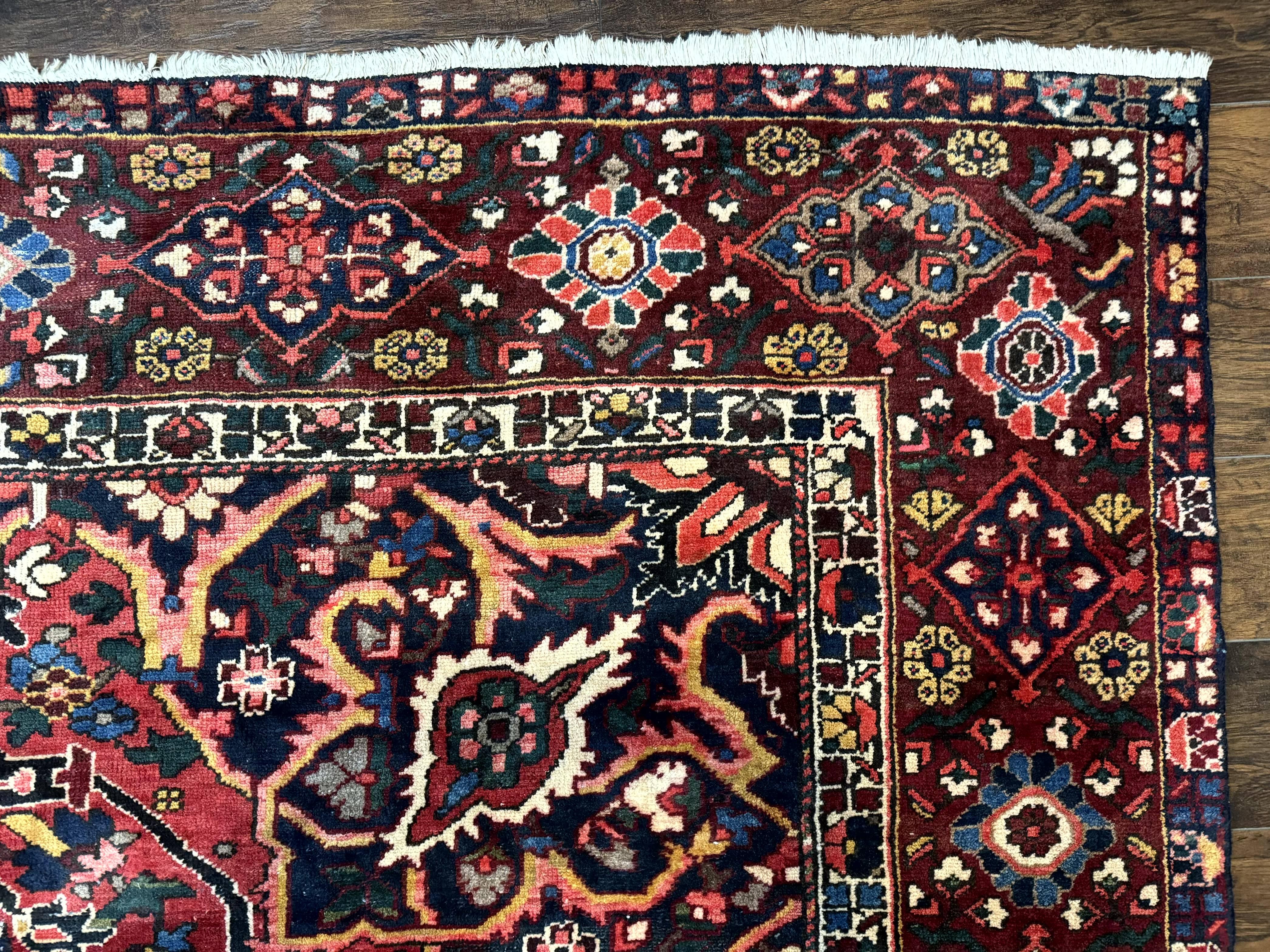 Rare Persian Bakhtiari Rug 10x13, Red, Semi Antique, Large Persian Carpet, Handmade - Jewel Rugs