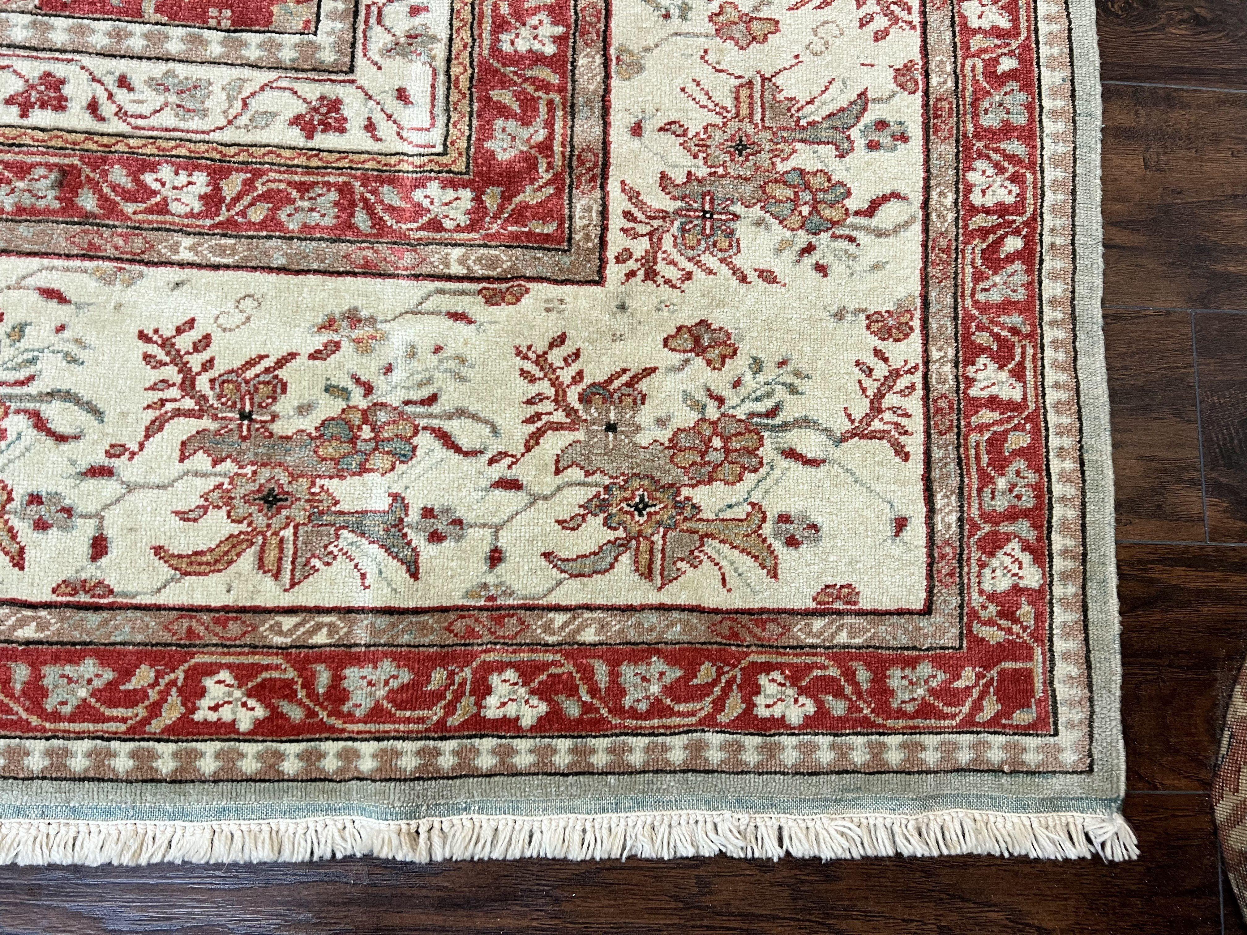 Turkish Oushak Rug 12x18, Wool Hand Knotted Vintage Carpet, Red & Oatmeal, 12 x 18 Palace SIze Handmade Oriental Rug - Jewel Rugs