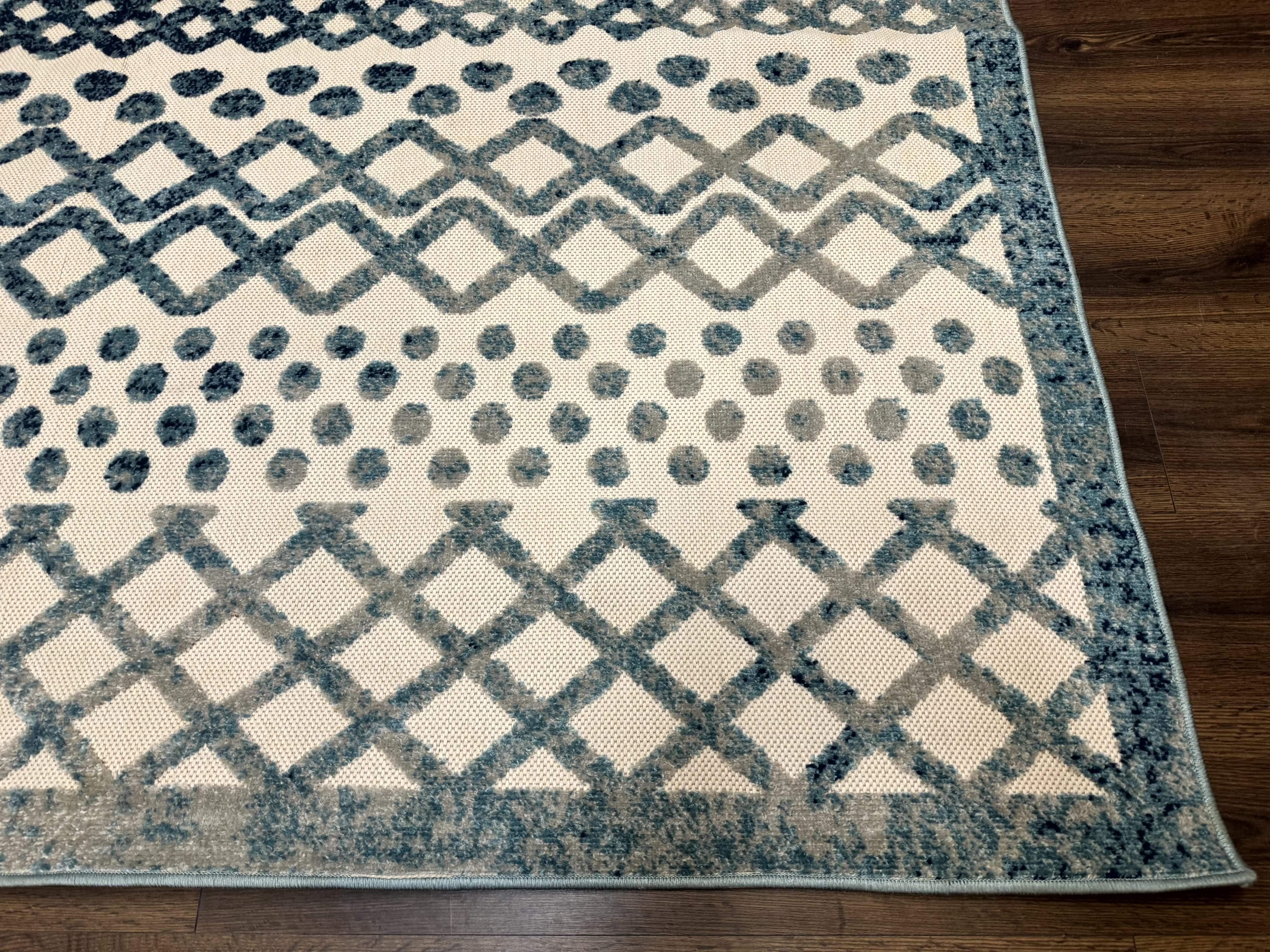 Modern Rug 8x10, Abstract Rug, Oat and Blue, Raised Pattern, Modway Rug Collection - Jewel Rugs