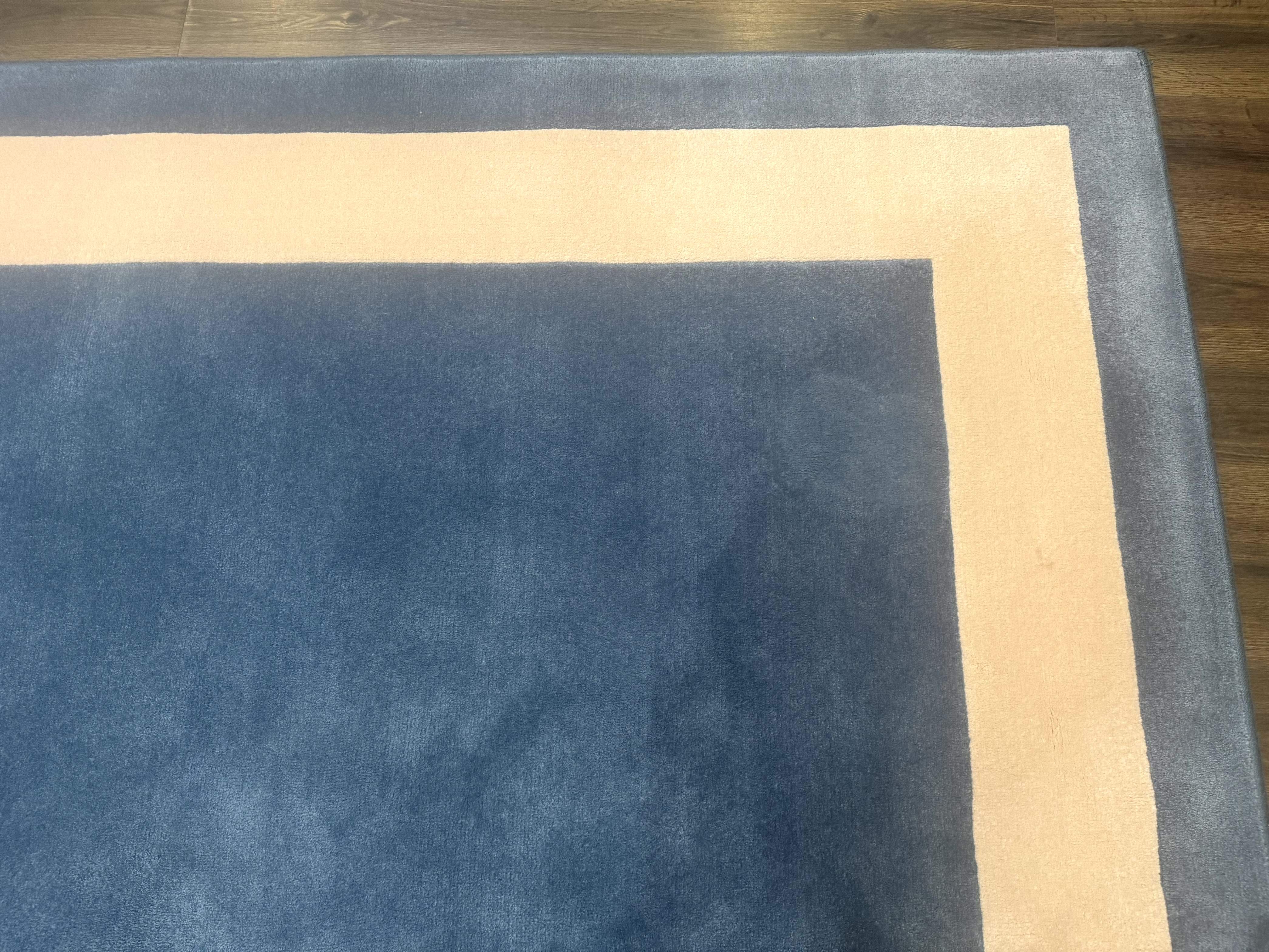 Blue and Cream Square Rug 10x10 ft, Large Square Carpet - Jewel Rugs