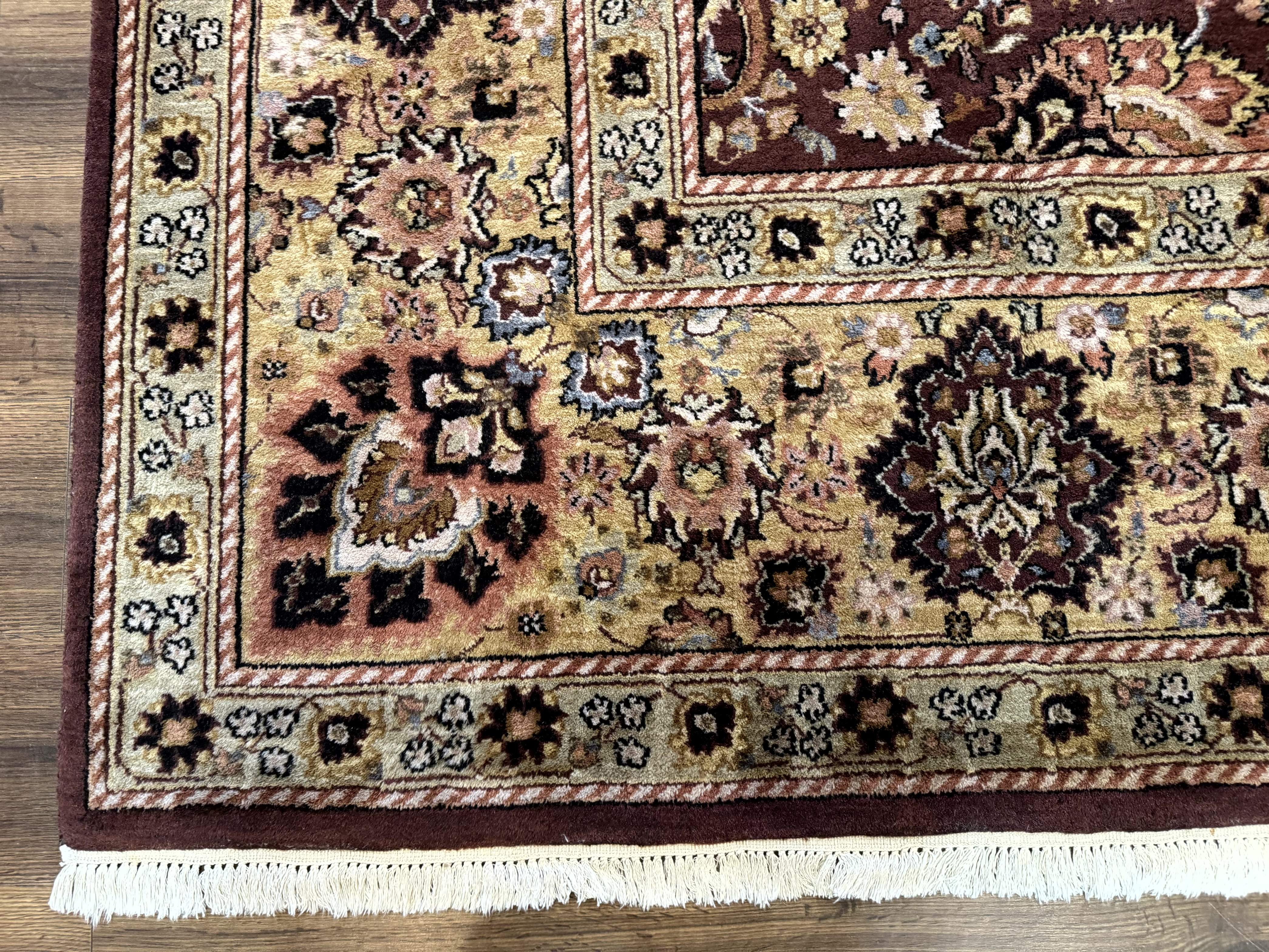 Indo Persian Rug 8x11, Eggplant & Tan, Allover Pattern, Wool Couristan Handmade Rug - Jewel Rugs