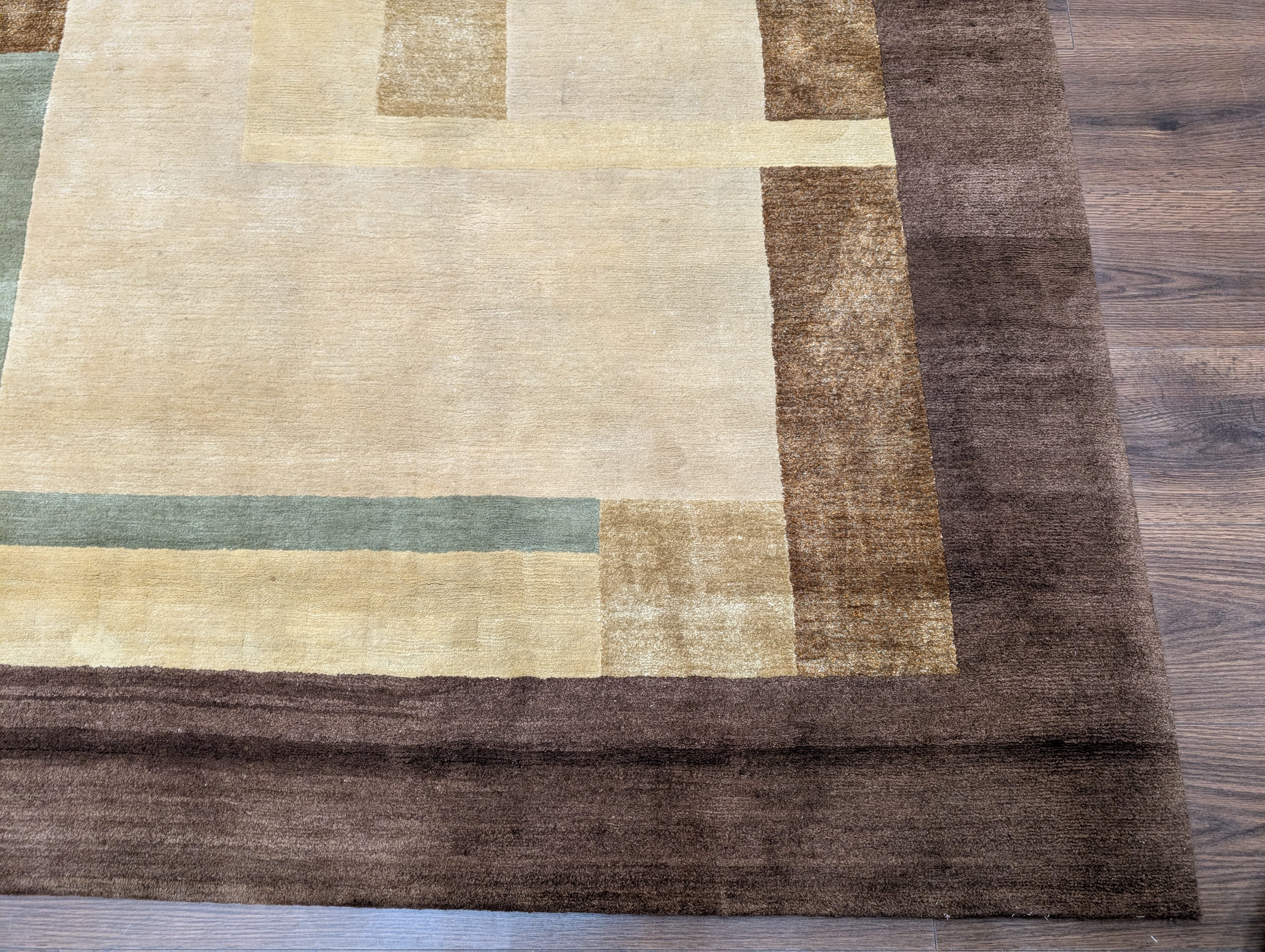 Modern Tibetan Rug 10x14, Wool, Thick Pile, Abstract Geometric, Handmade - Jewel Rugs