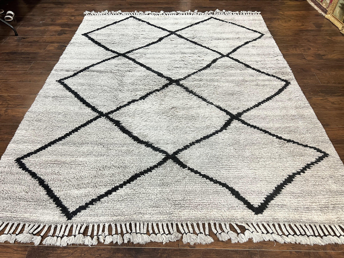Modern Shag Rug 8x10, Gray and Black, Wool and Cotton, Lulu and Georgi ...