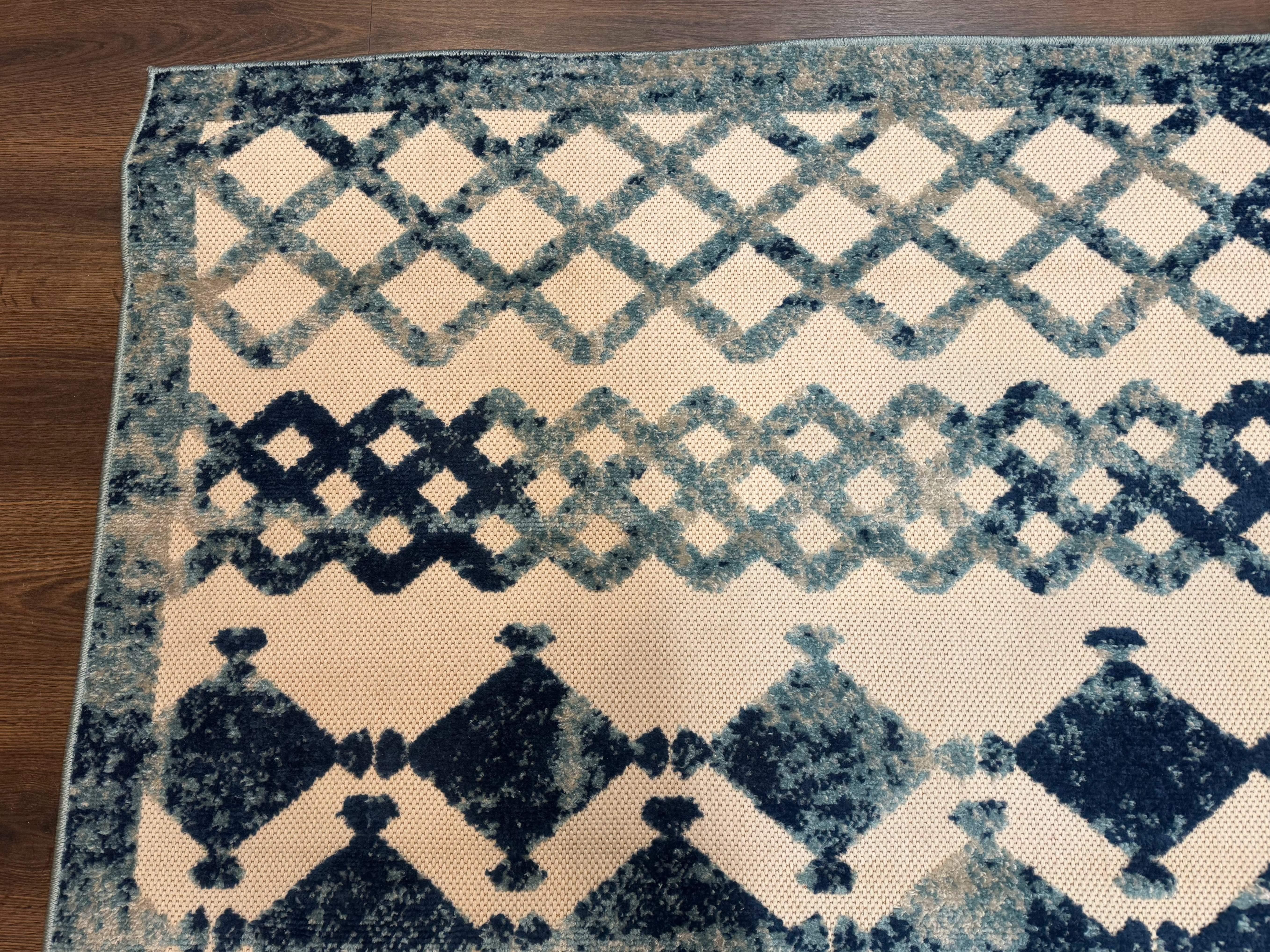 Modern Rug 8x10, Abstract Rug, Oat and Blue, Raised Pattern, Modway Rug Collection - Jewel Rugs