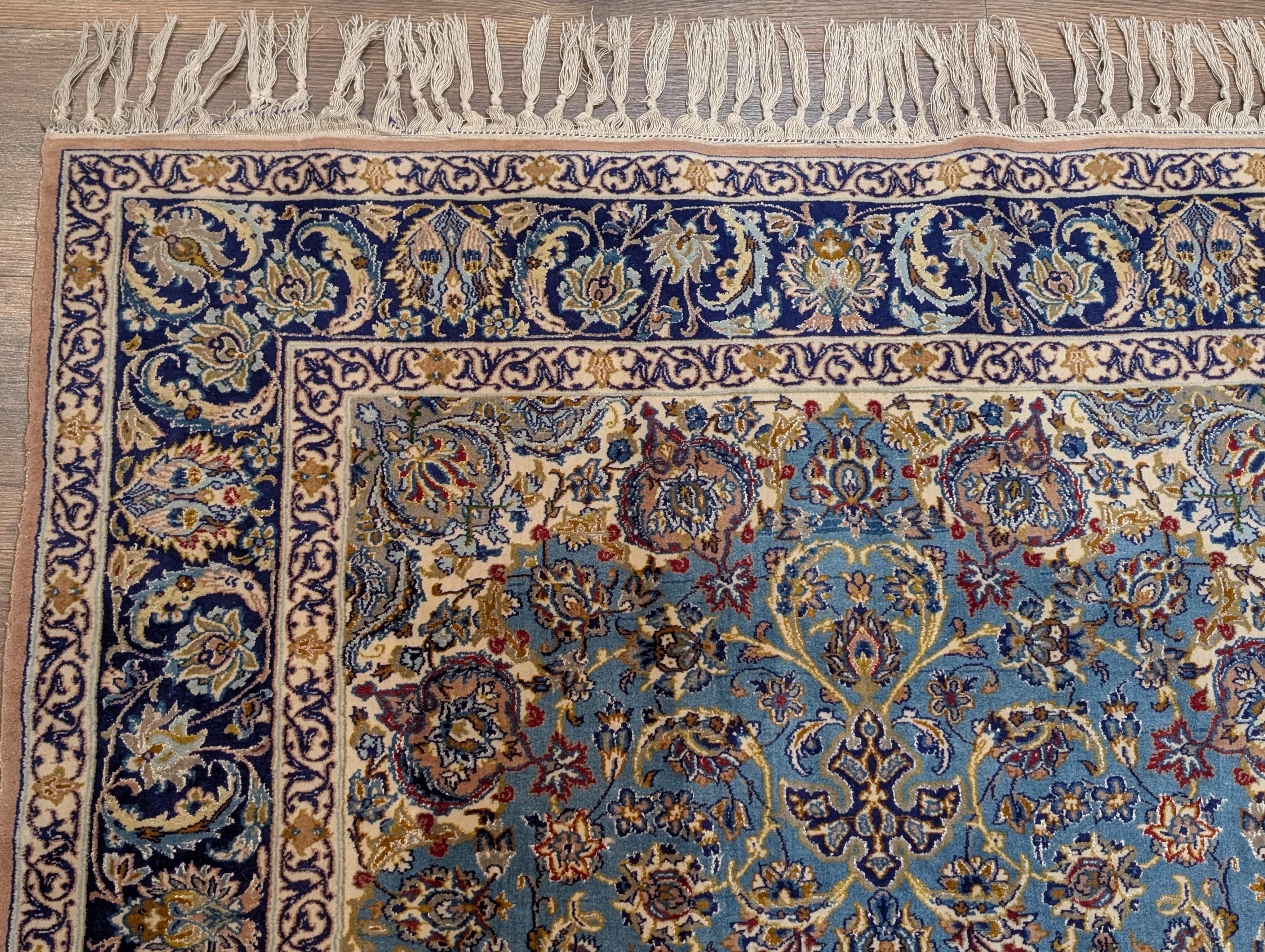 Persian Rug 3.6 x 5, Isfahan Rug, Light Blue, Super Fine 630 KPSI, Silk Foundation - Jewel Rugs