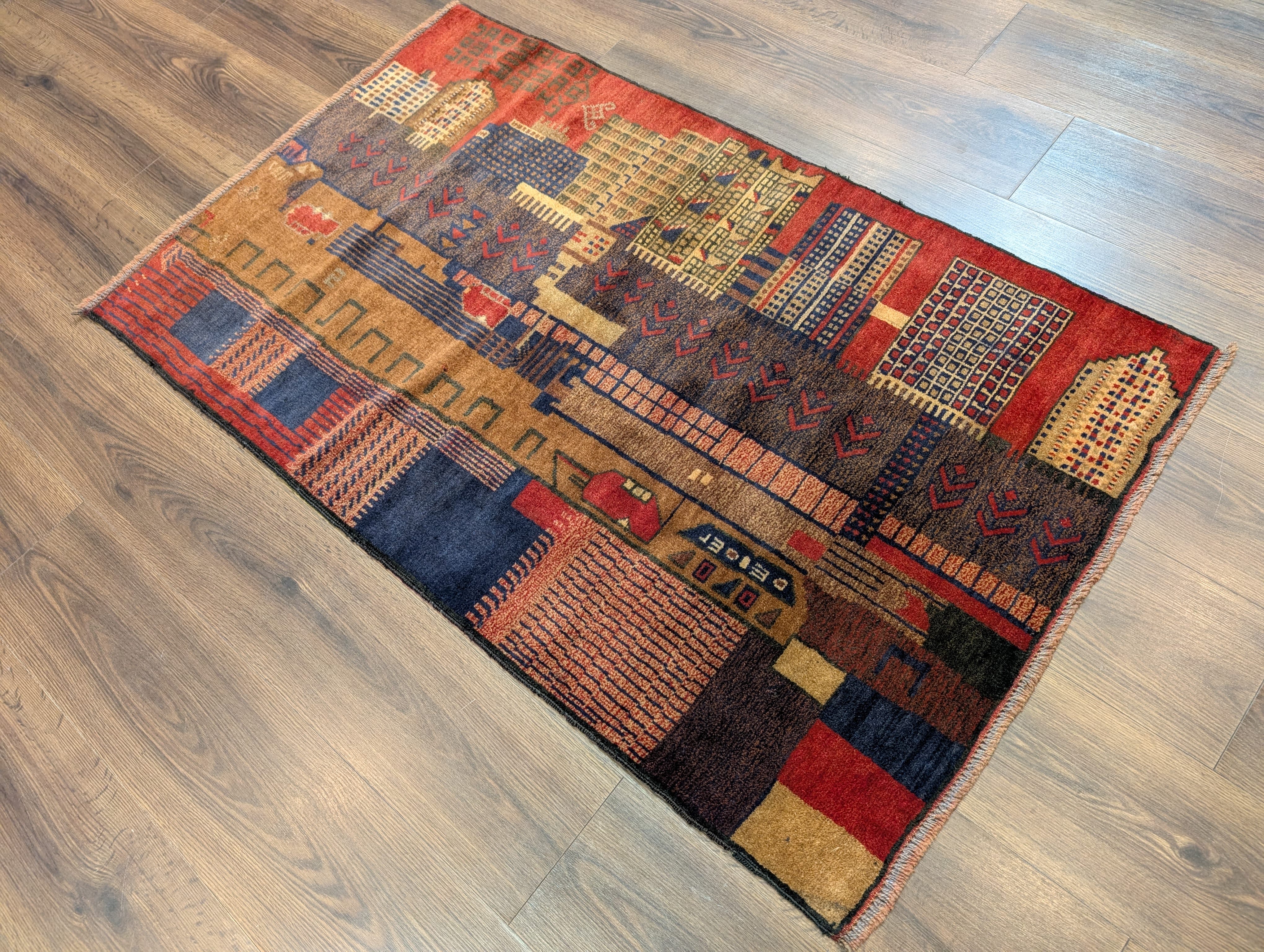 Afghan Rug 3x5, Pictorial Scene, Balouchi Carpet, Handmade, Wool, New - Jewel Rugs