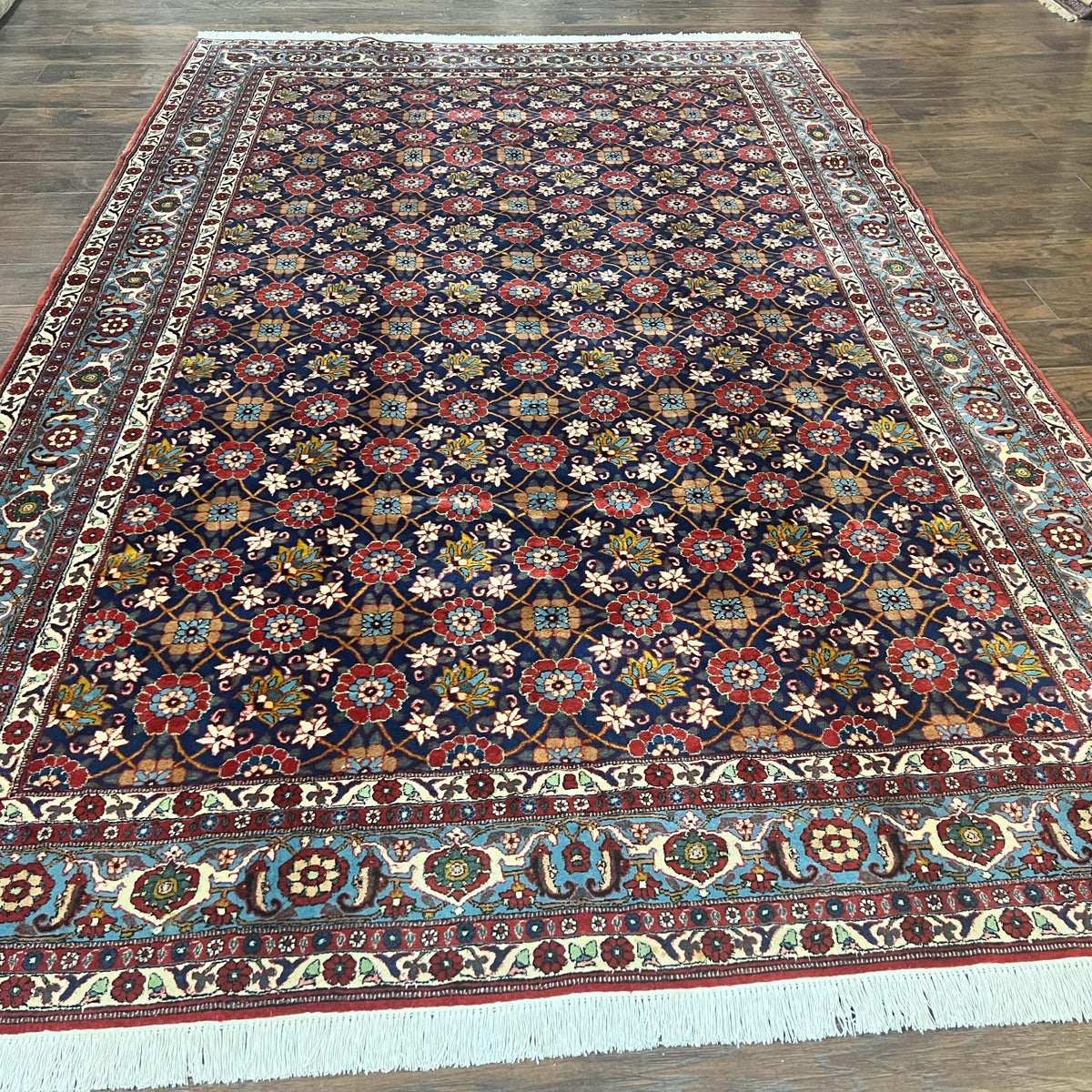 Persian Veramin Rug 7x11, Repeated Allover Pattern, Handmade Vintage C ...