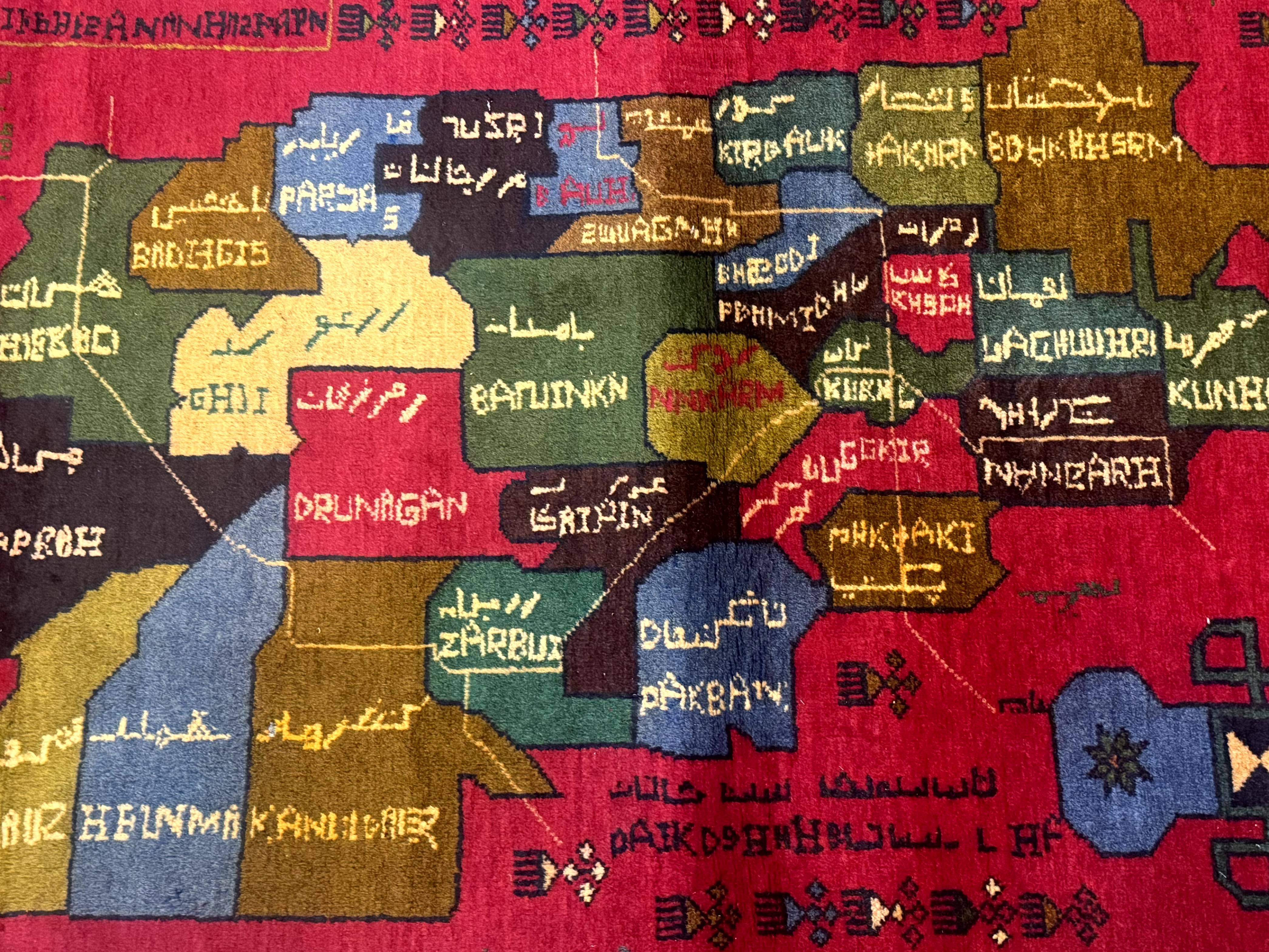 Red Afghan Balouch Rug 3x7, Tribal, Map of Afghanistan Depiction, Handmade, New - Jewel Rugs