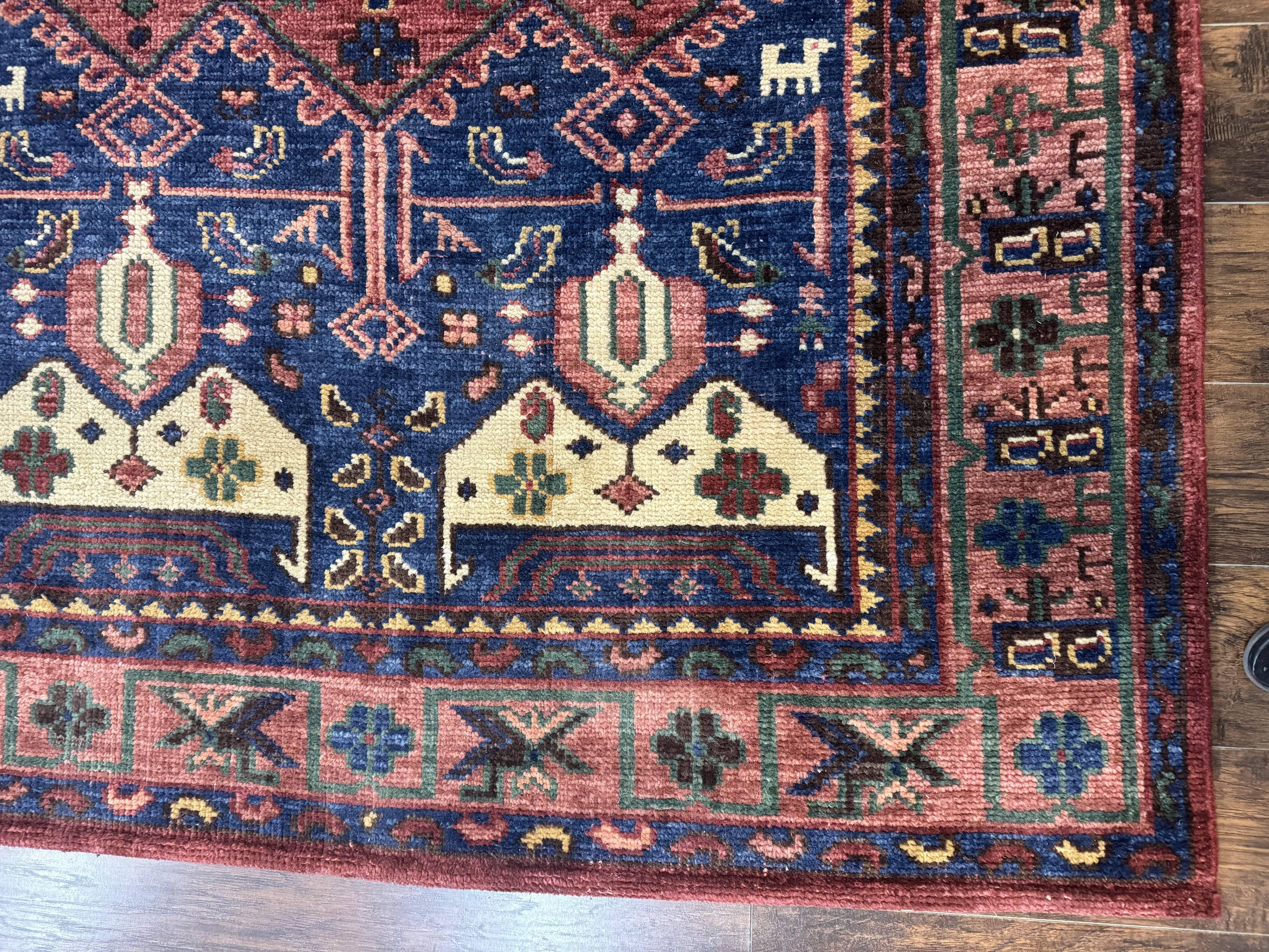 Persian Tribal Heriz Design Rug 6x9, Pottery Barn Rug, Hand Knotted Wool Vintage Rug - Jewel Rugs