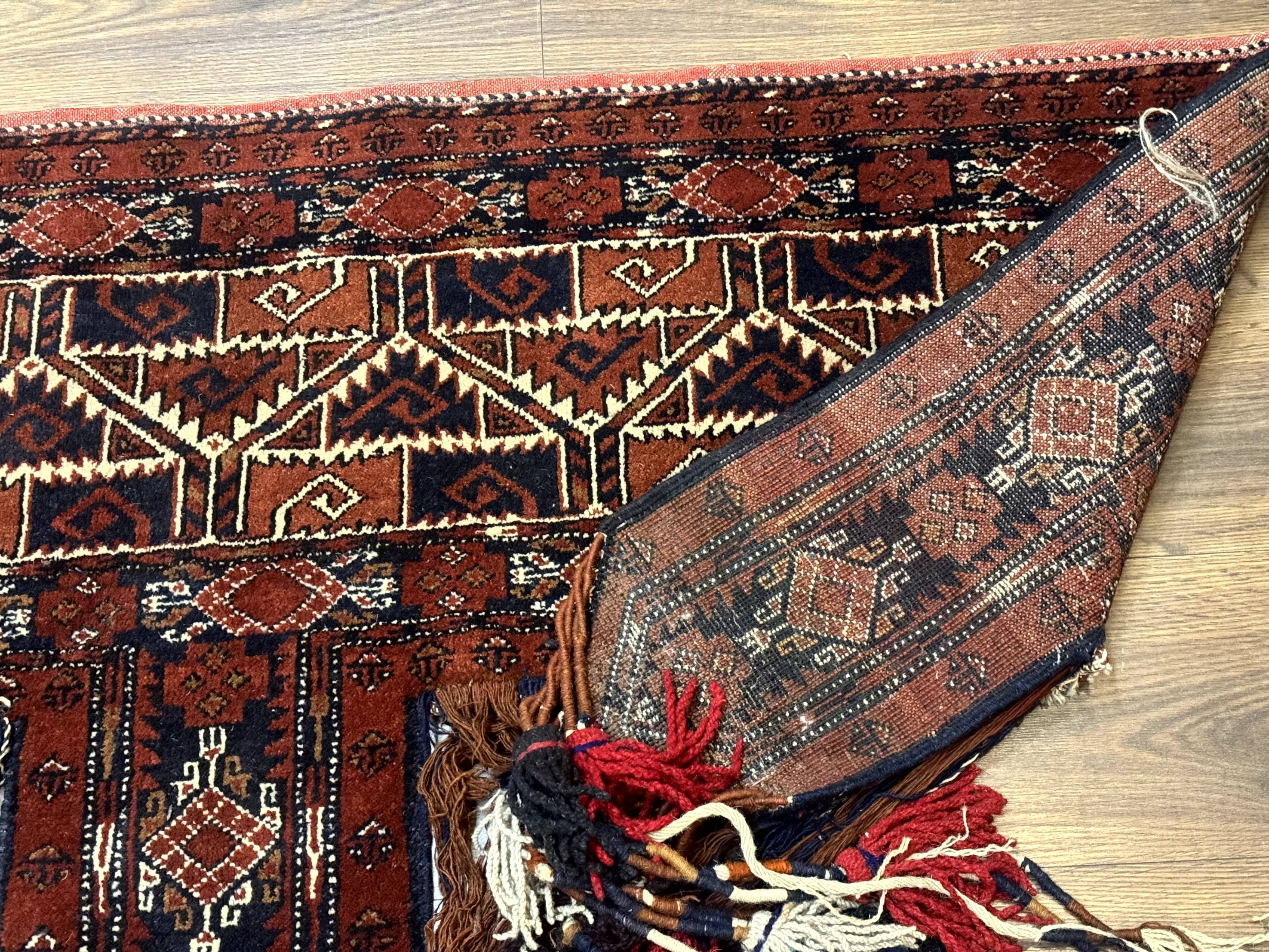 Antique Afghan Beshir Tent Header Textile Rug, Tribal Collectible, Wool - Jewel Rugs