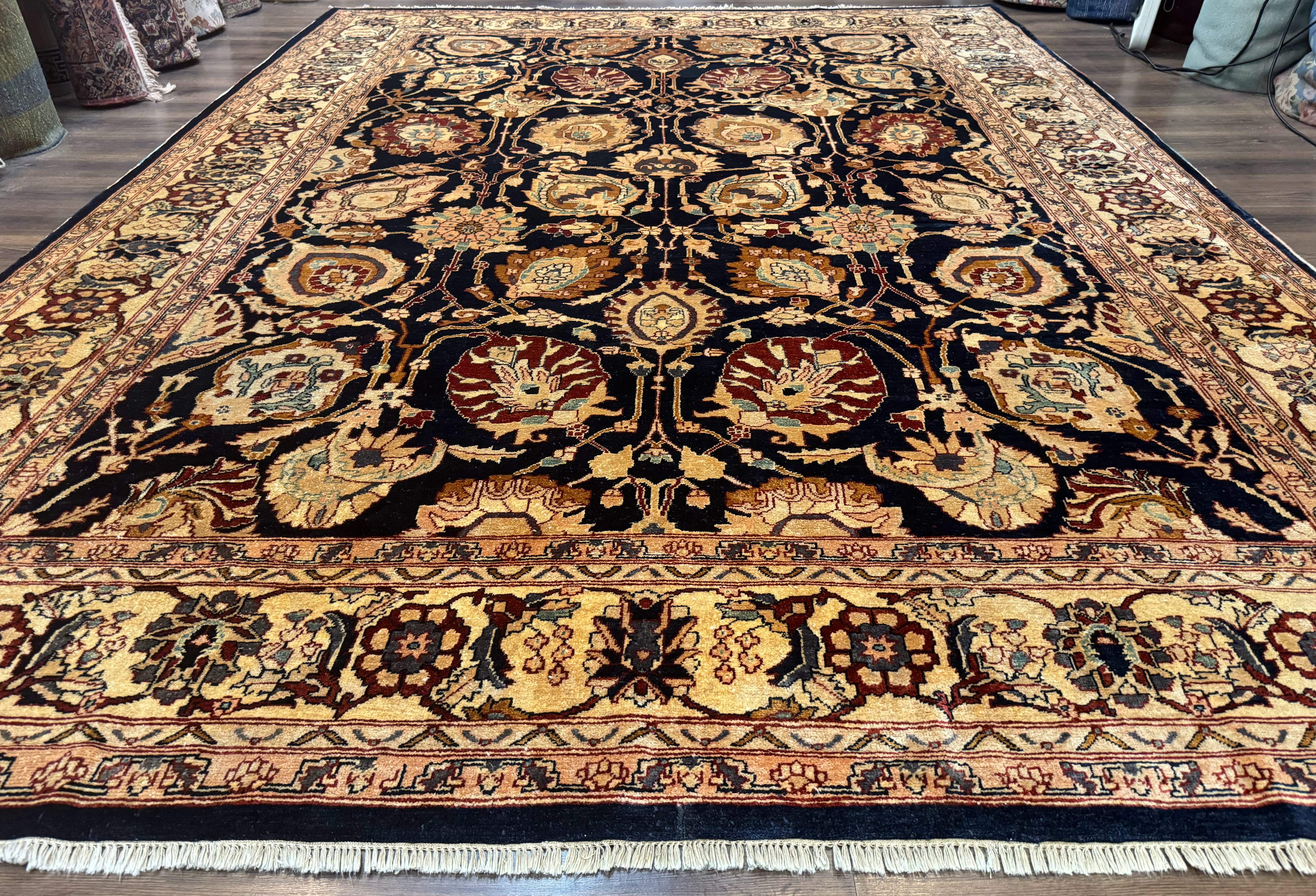 Pak Persian Bidjar Rug 10x13, Midnight Blue and Tan Pakistani Carpet - Jewel Rugs