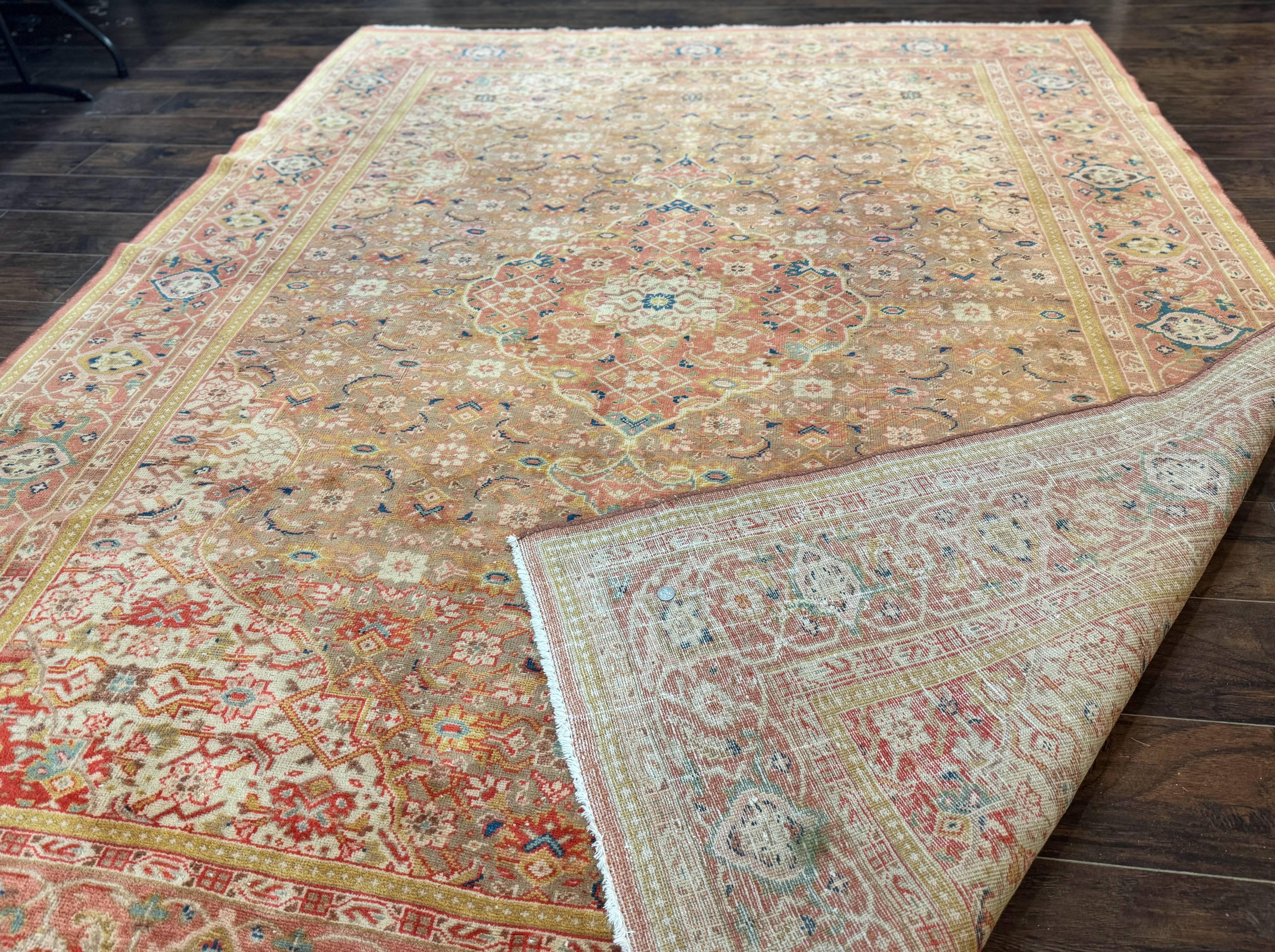Antique Persian Tabriz Khoy Rug 8x10, Handmade Wool Carpet, Light Green Beige, Vintage Rug for Modern Home - Jewel Rugs