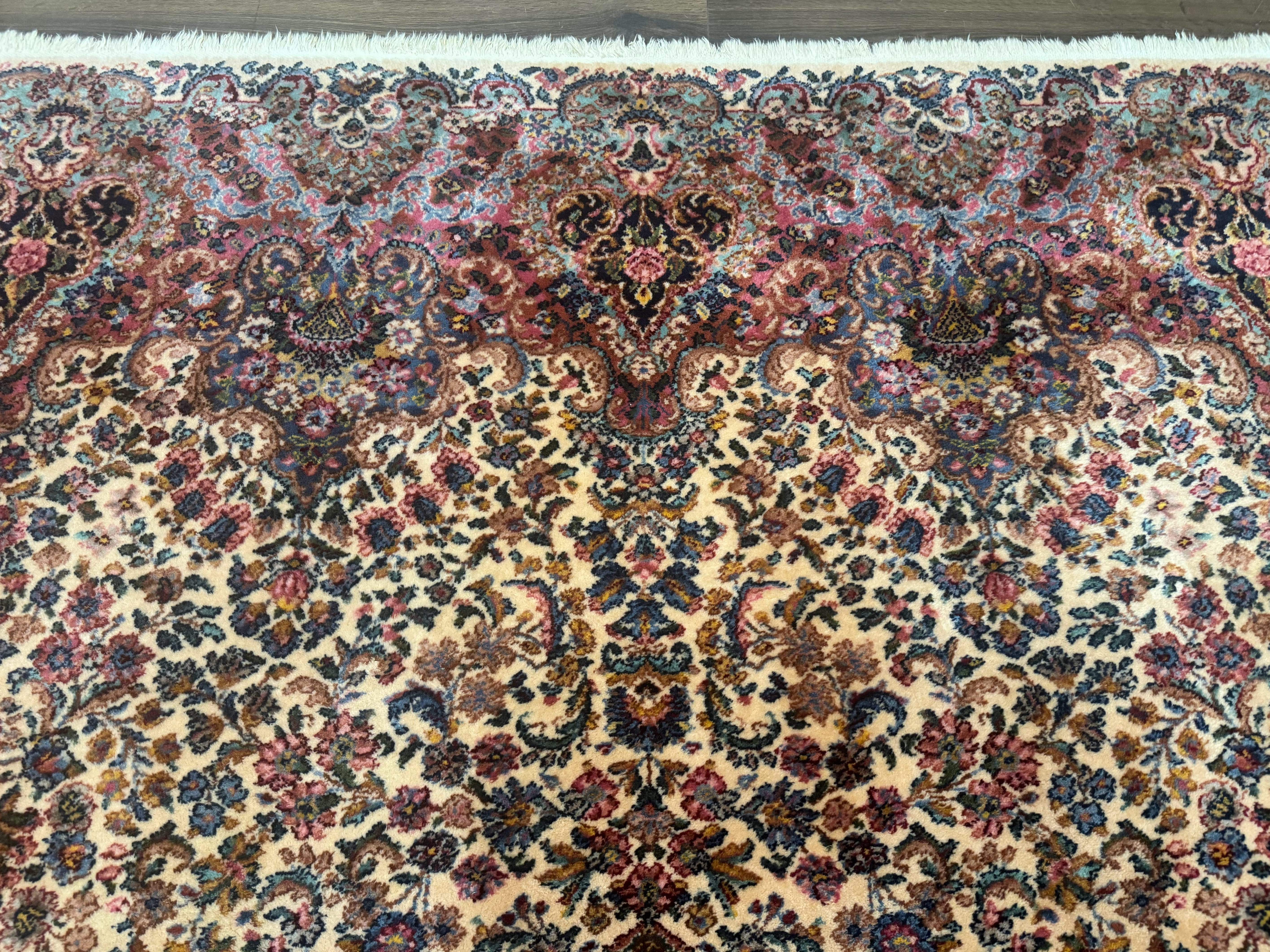 11x16 Karastan Ivory Kirman Rug #759, Floral Kirman, Wool, Original 700 Series, Palace Size - Jewel Rugs