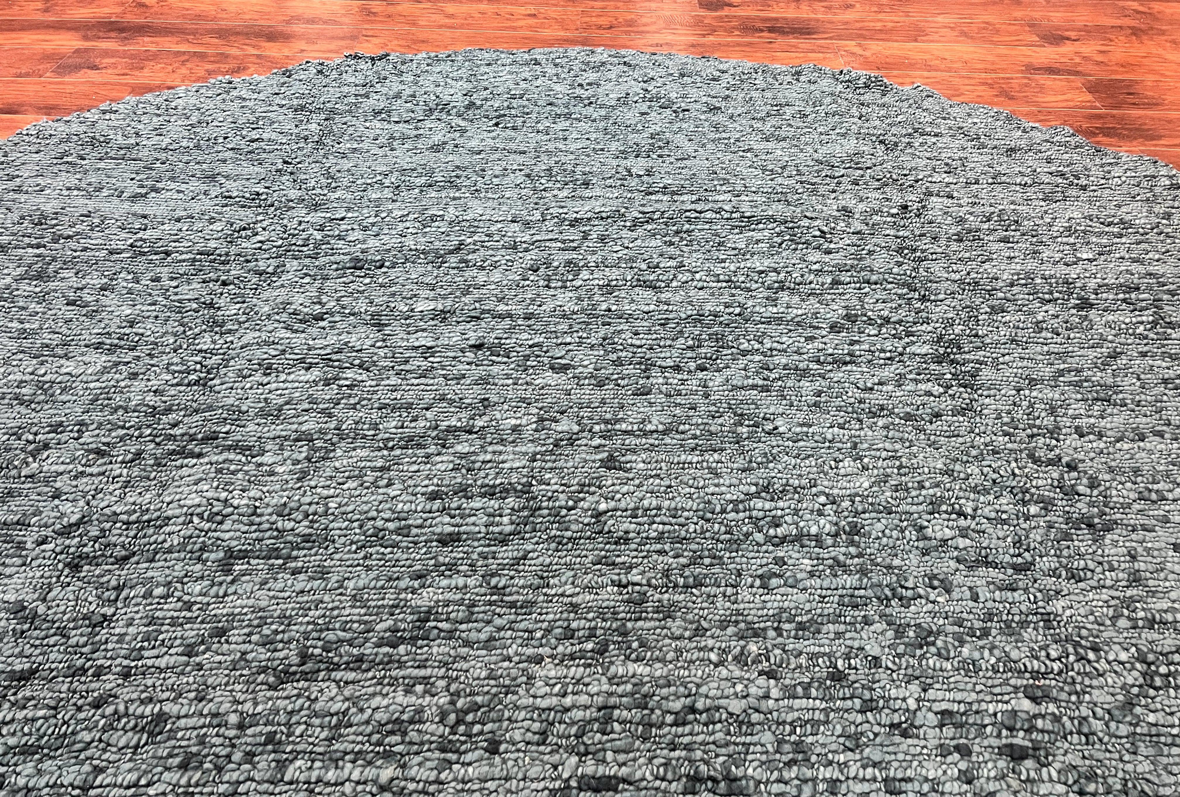 Large Round Indian Rug 11x11, Teal, Vintage Handmade Wool Carpet - Jewel Rugs