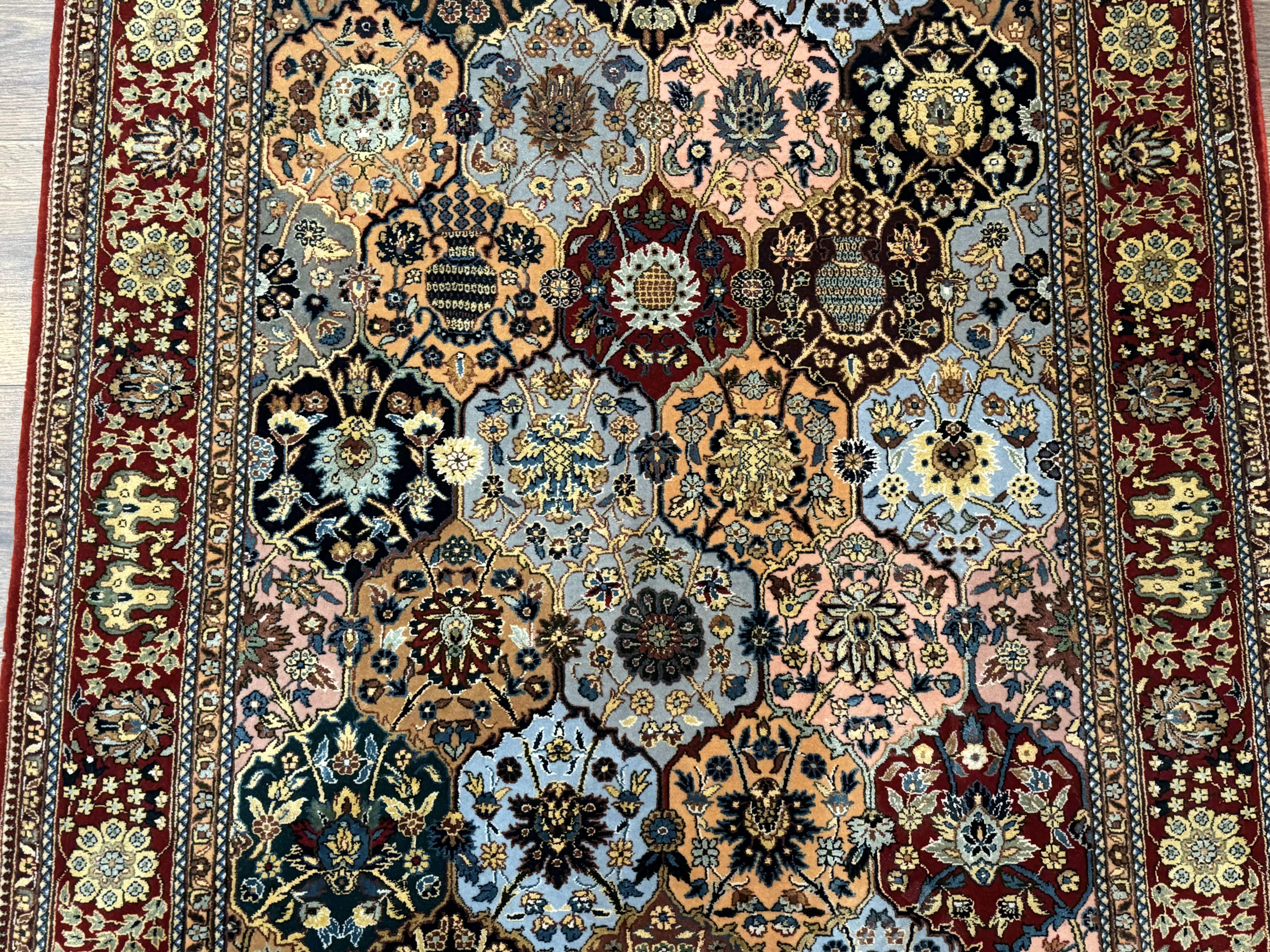 Sino Persian Qum Rug 3x5 – Multicolor, Hand-Knotted, Wool on Silk, Very Fine 480 KPSI - Jewel Rugs