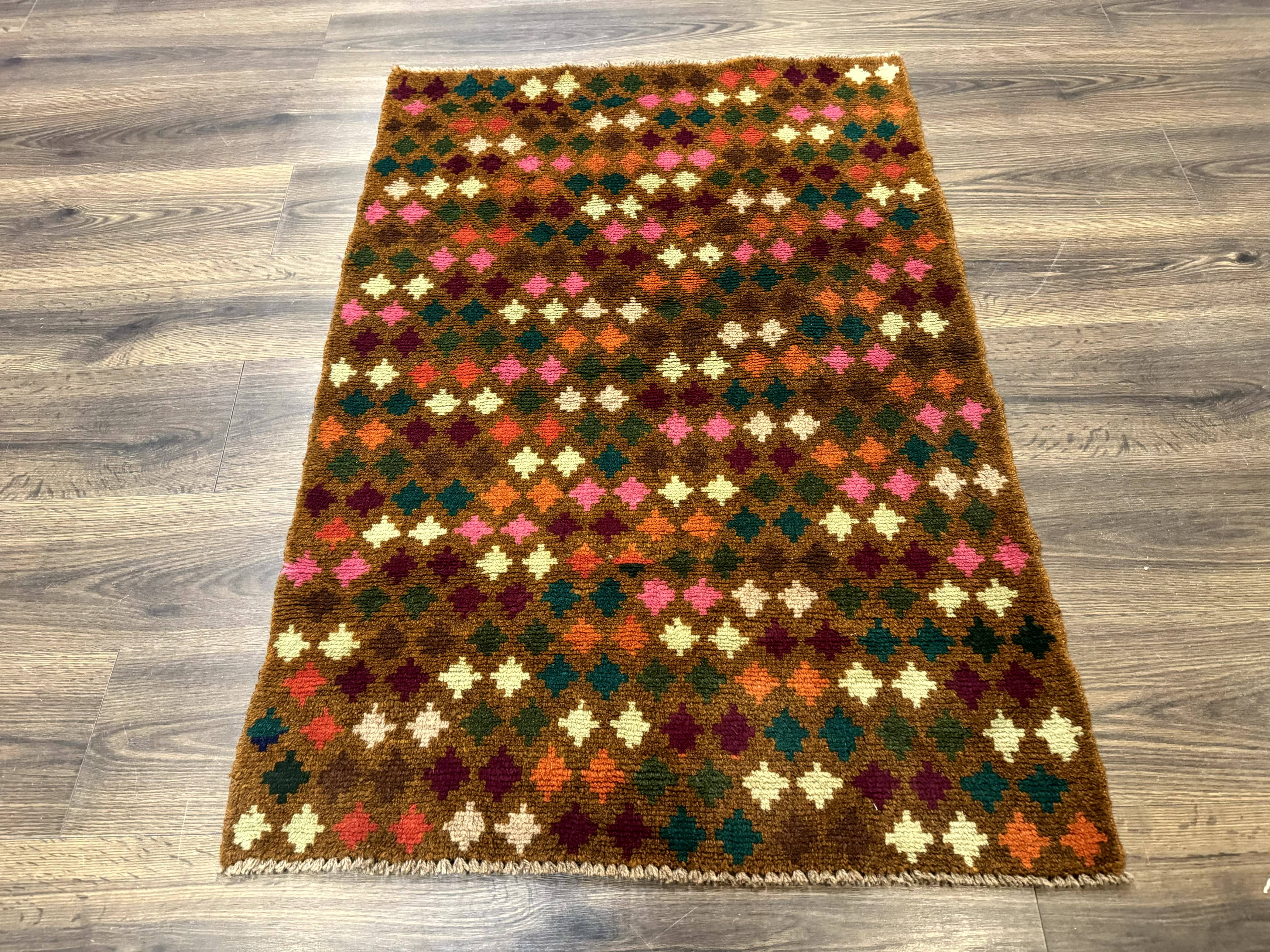 Colorful Afghan Balouch Rug 3x4, Vintage Handmade Wool Carpet - Jewel Rugs